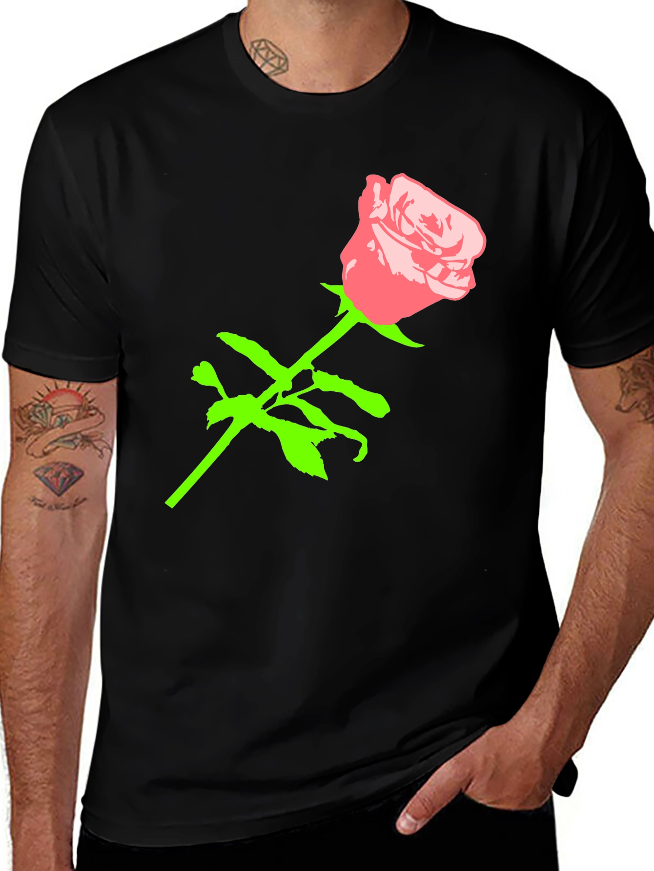 Rose Graphic Black T-Shirt