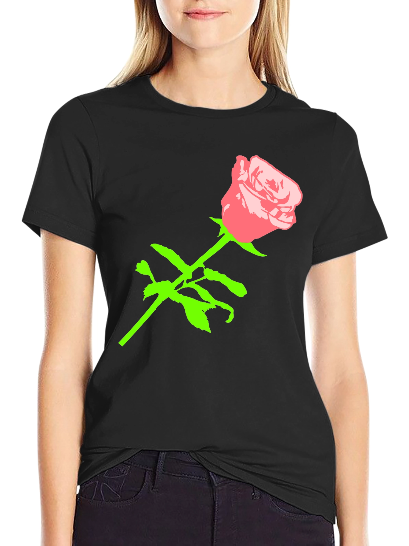 Rose Graphic Black T-Shirt