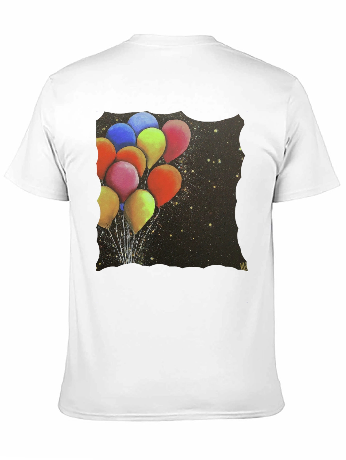 Balloon Galaxy Black T-Shirt - Unique Graphic Tee