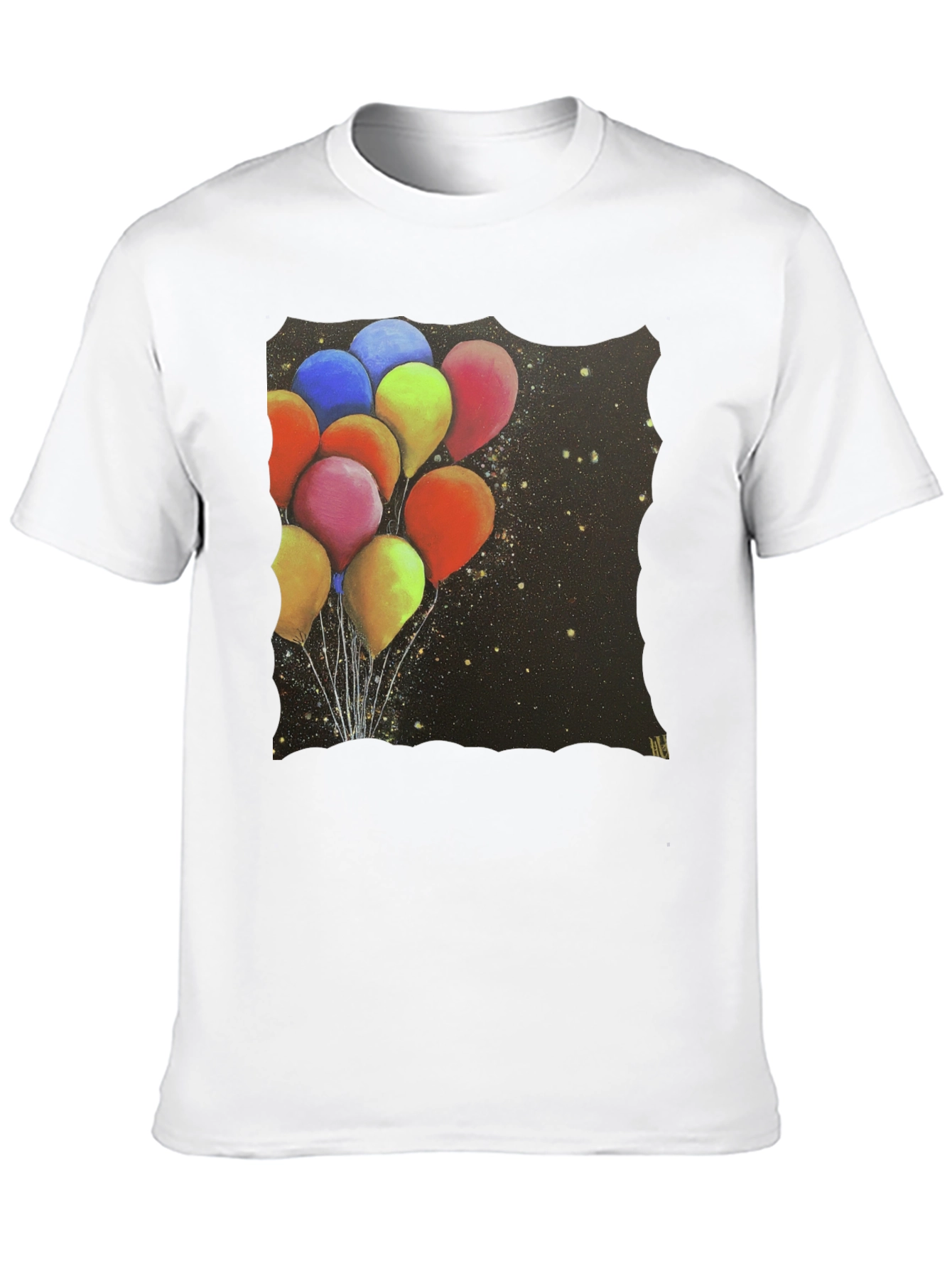 Balloon Galaxy Black T-Shirt - Unique Graphic Tee