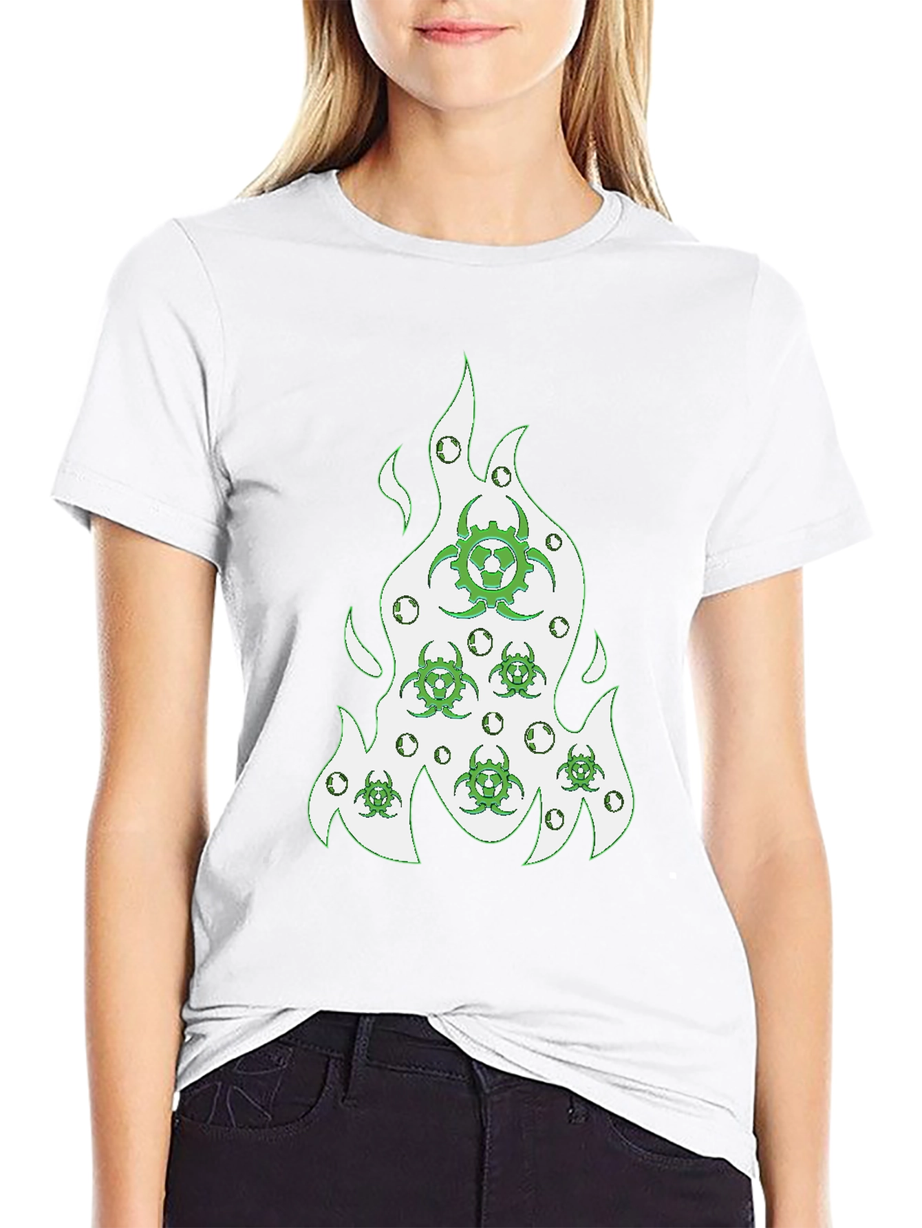 Biohazard Flame Graphic Tee - Modern Style