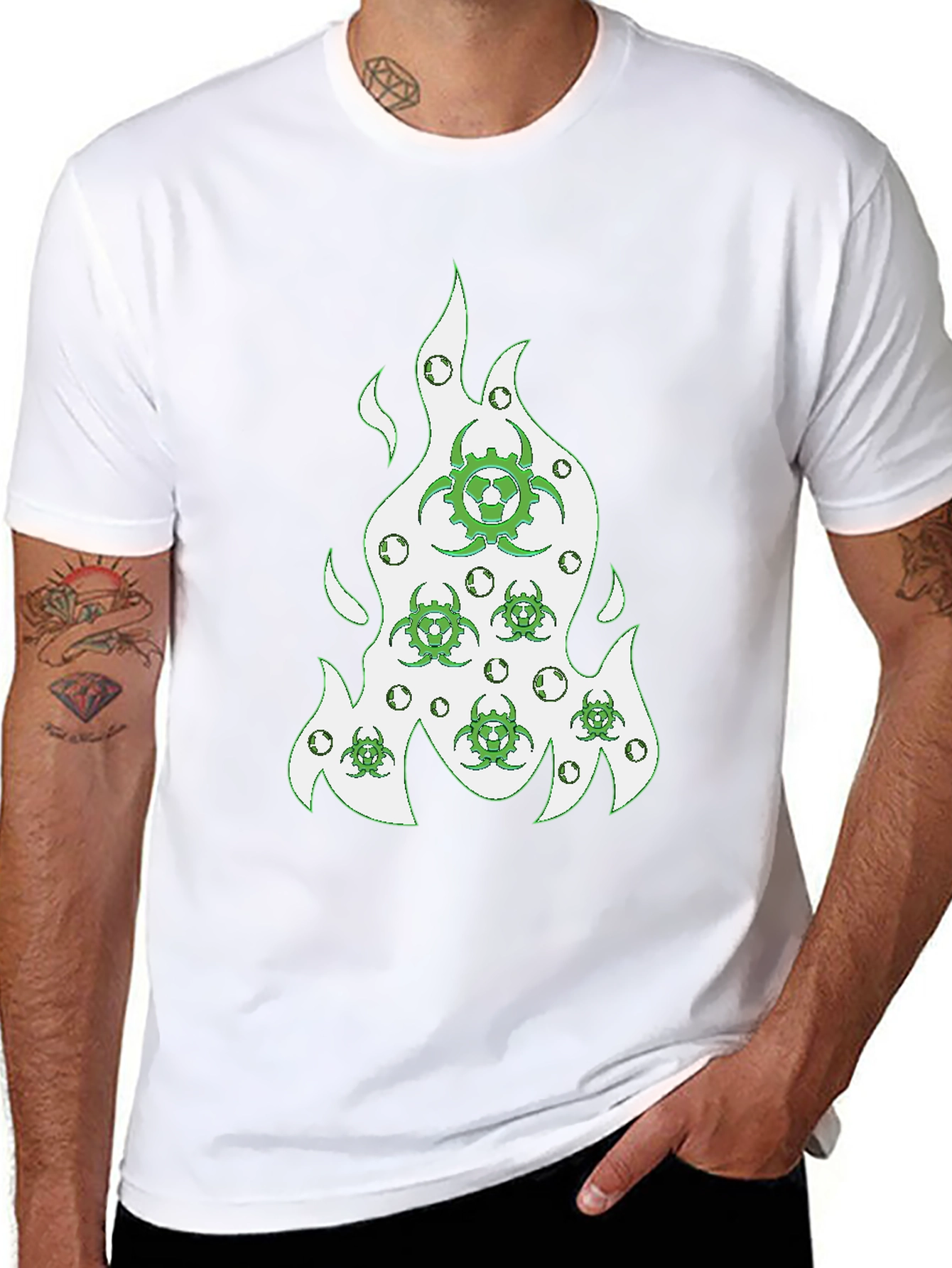 Biohazard Flame Graphic Tee - Modern Style