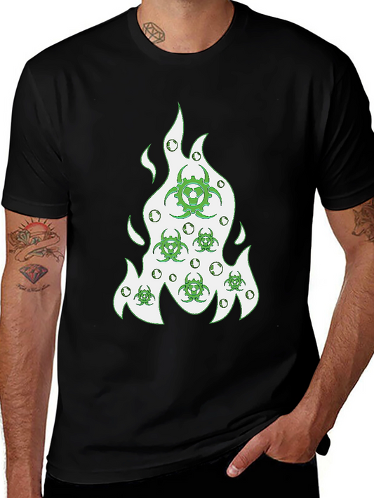 Biohazard Flame Graphic Tee - Modern Style