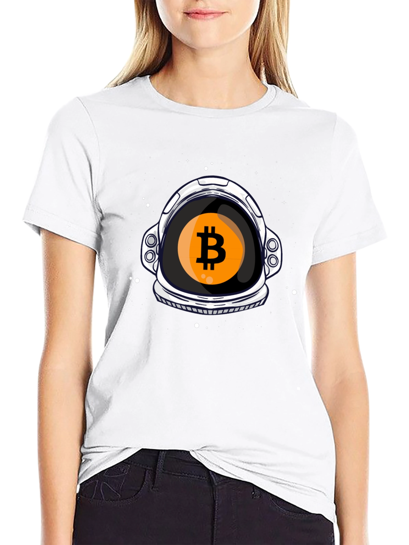 Bitcoin Astronaut Helmet Graphic T-Shirt