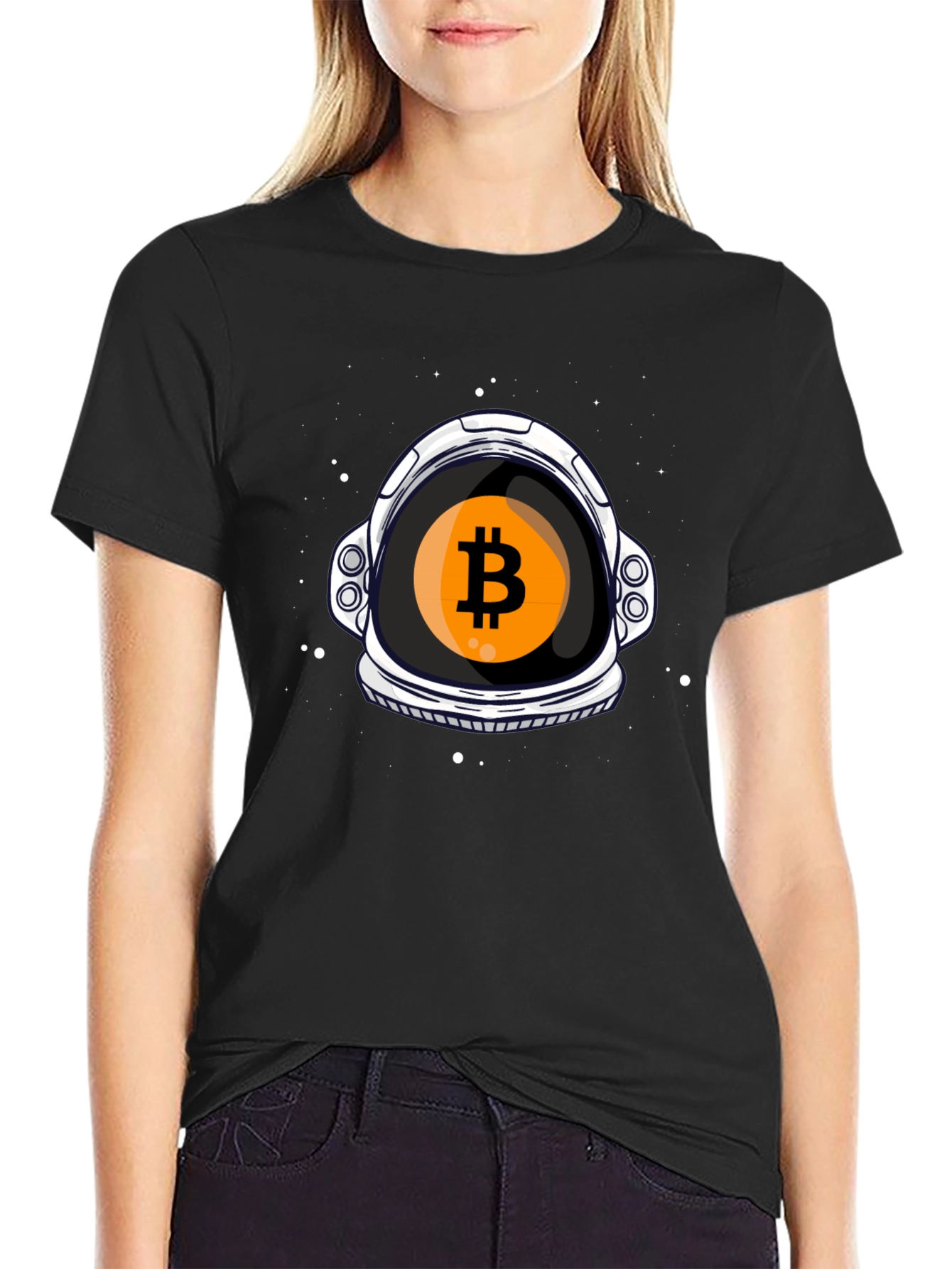 Bitcoin Astronaut Helmet Graphic T-Shirt