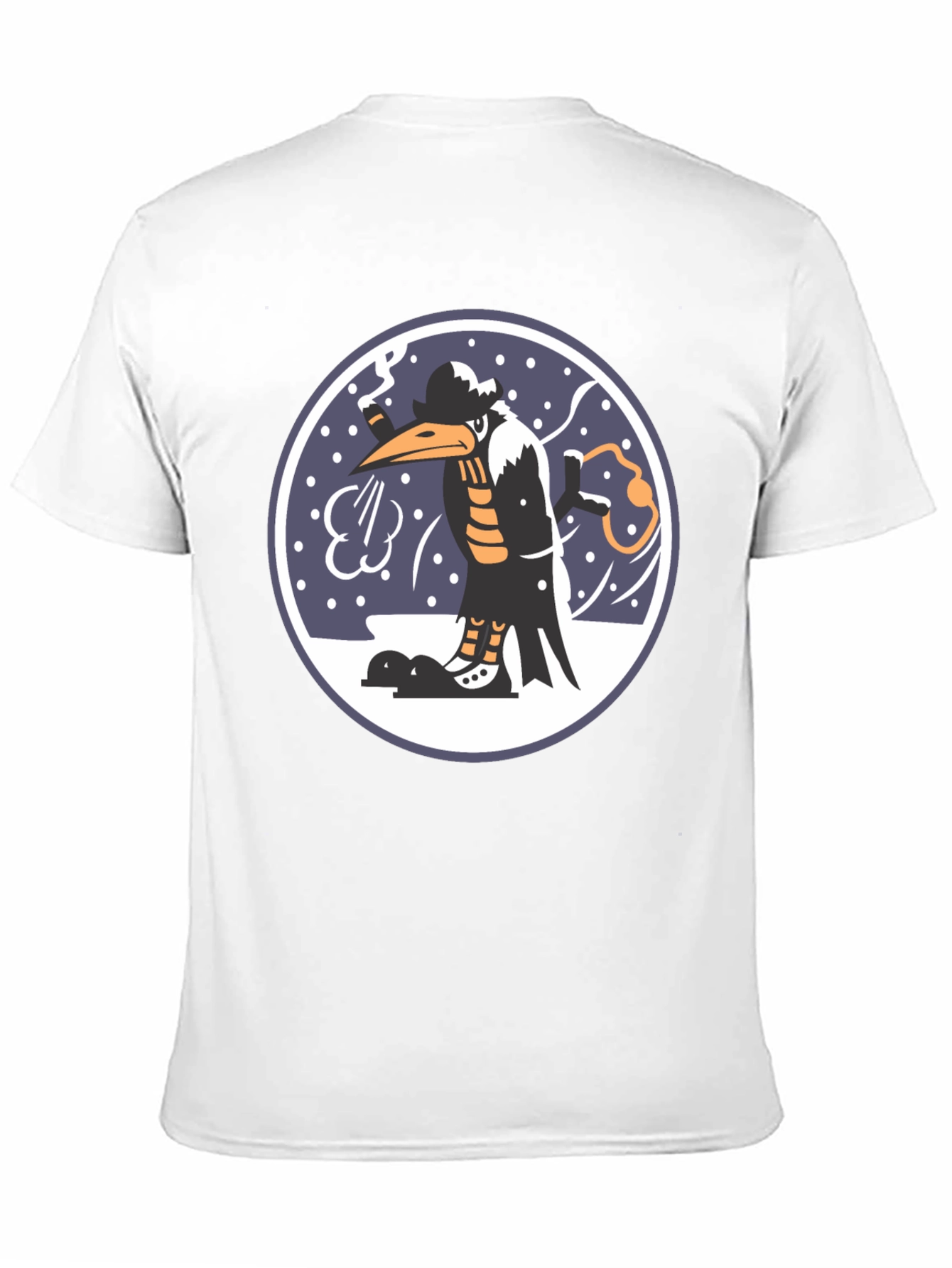 Cartoon Bird Print Black T-Shirt