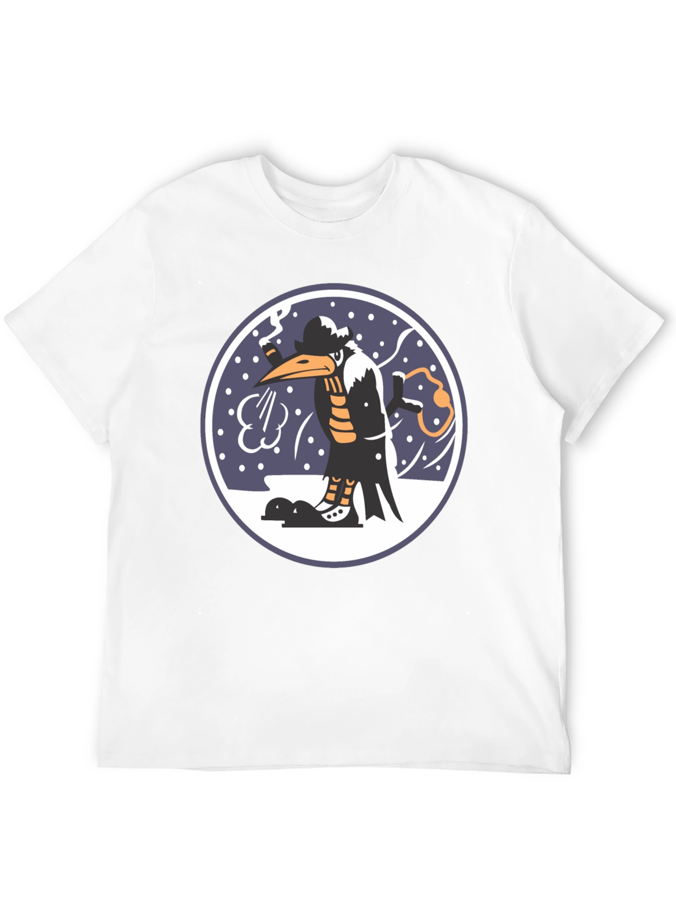 Cartoon Bird Print Black T-Shirt