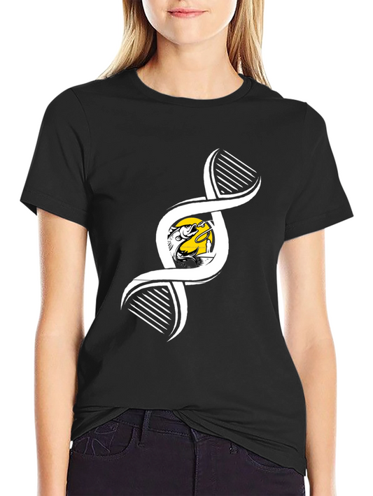 Fishing DNA Graphic Tee - Black Cotton T-Shirt