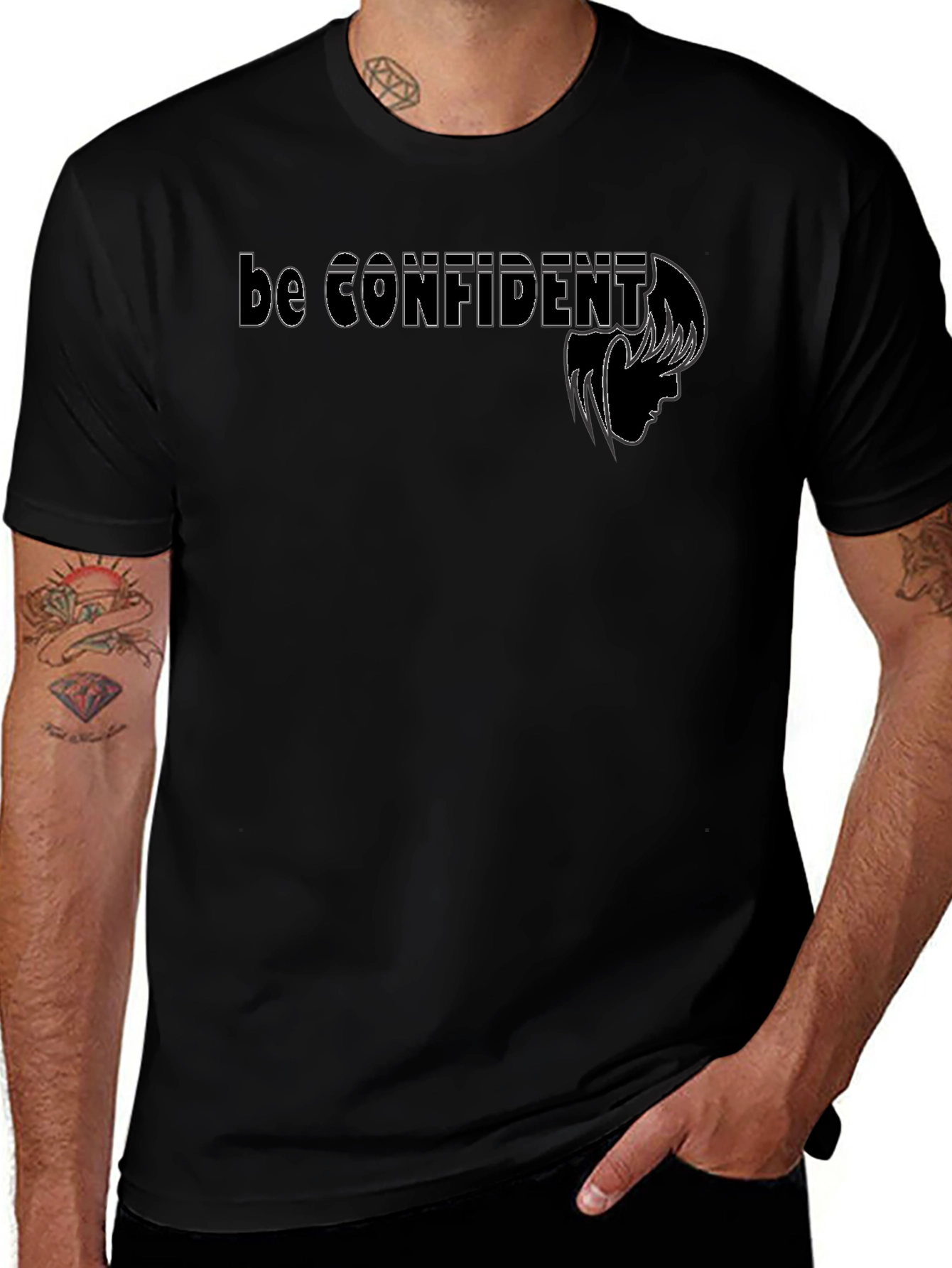 Be Confident Black Graphic Tee - Mens