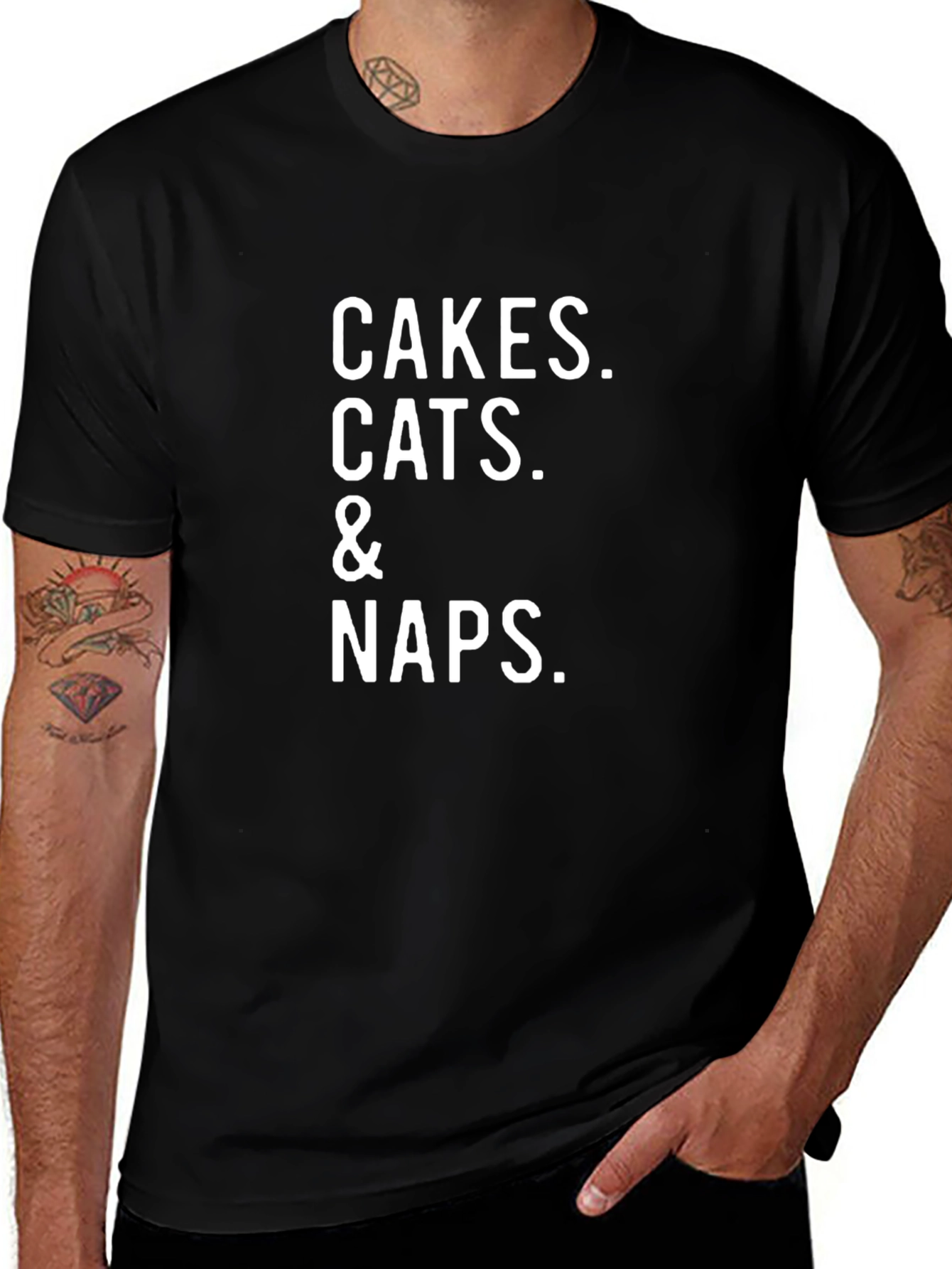 Cakes Cats & Naps Black Graphic T-Shirt
