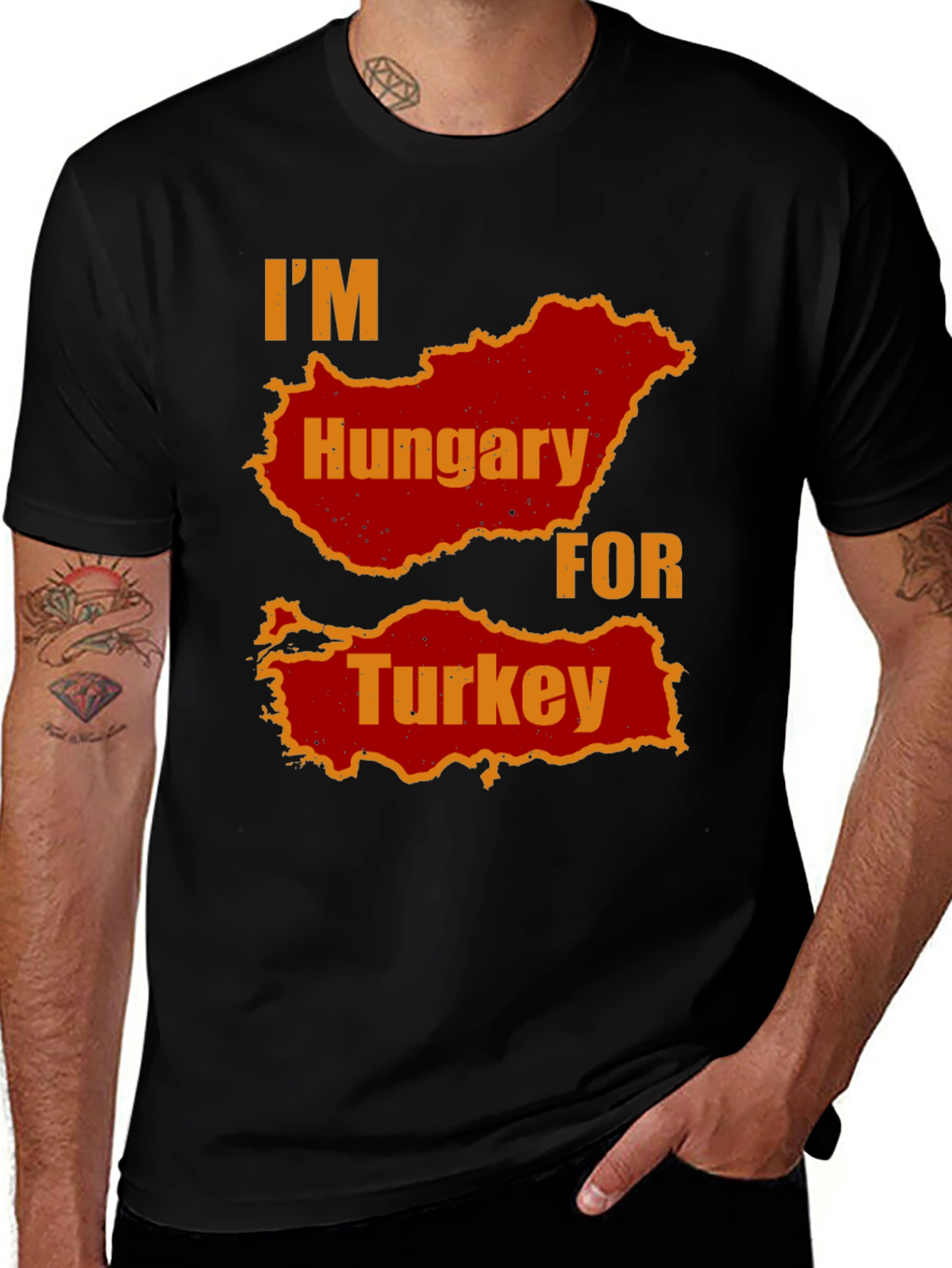 Im Hungary For Turkey Mens Black T-Shirt