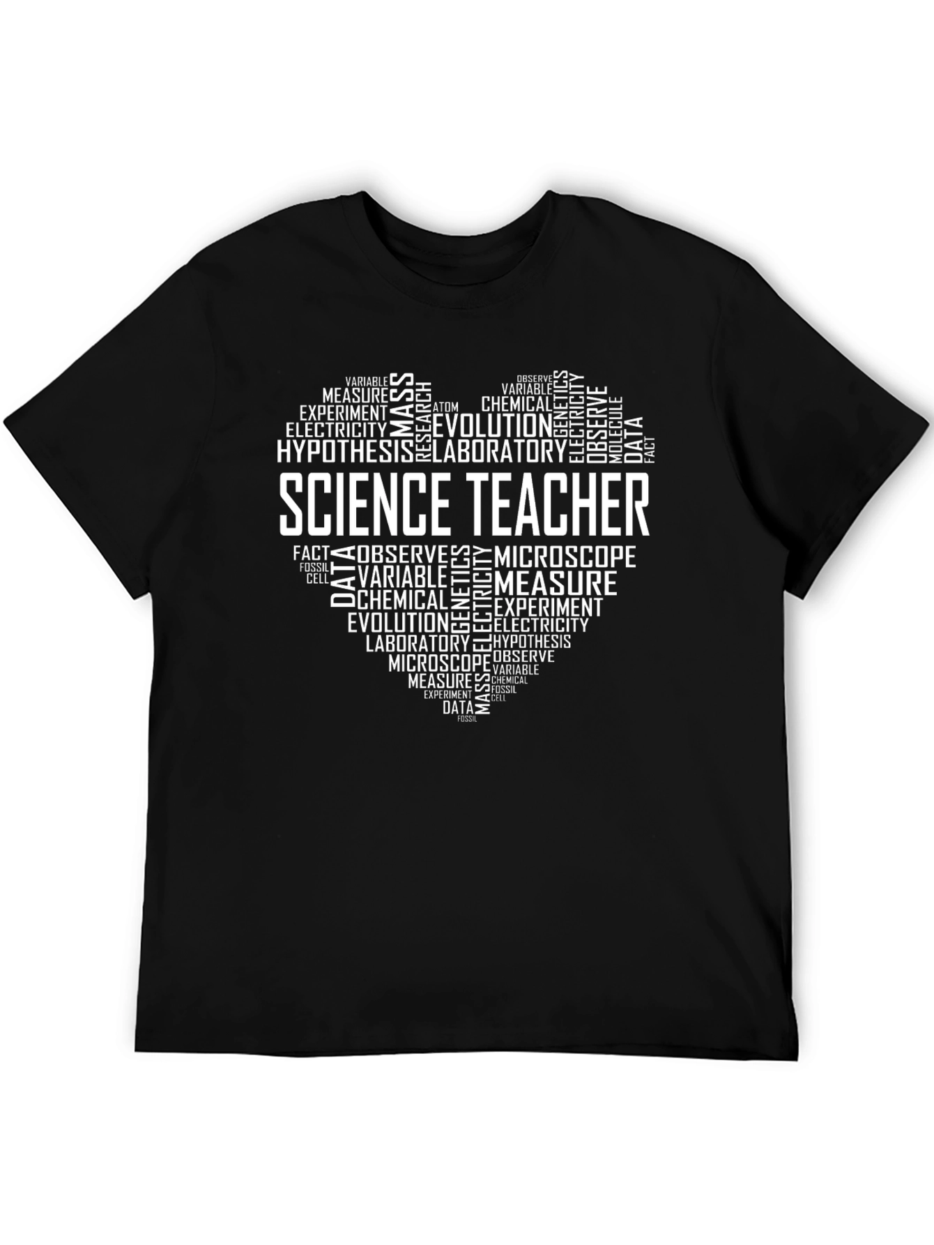 Science Teacher Heart Word Cloud Graphic T-Shirt