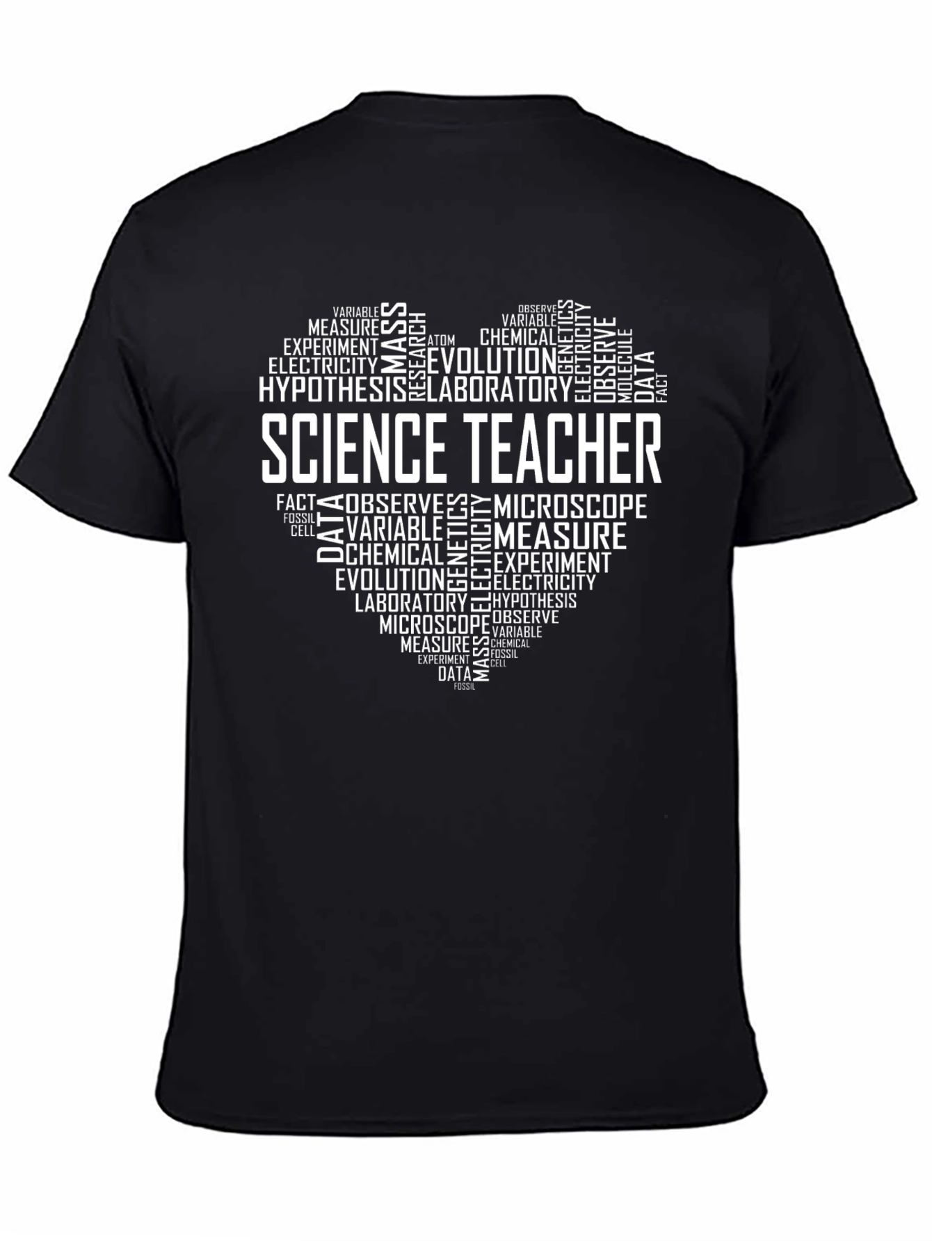 Science Teacher Heart Word Cloud Graphic T-Shirt