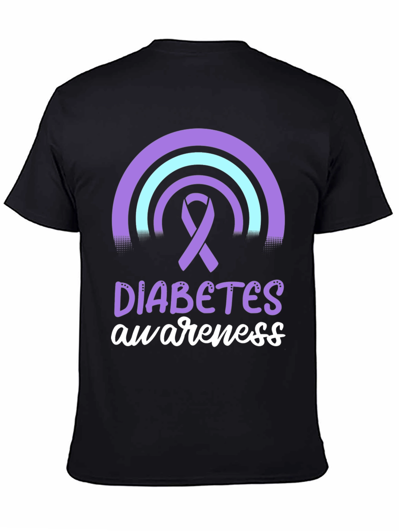 Diabetes Awareness T-Shirt Ribbon Rainbow Design