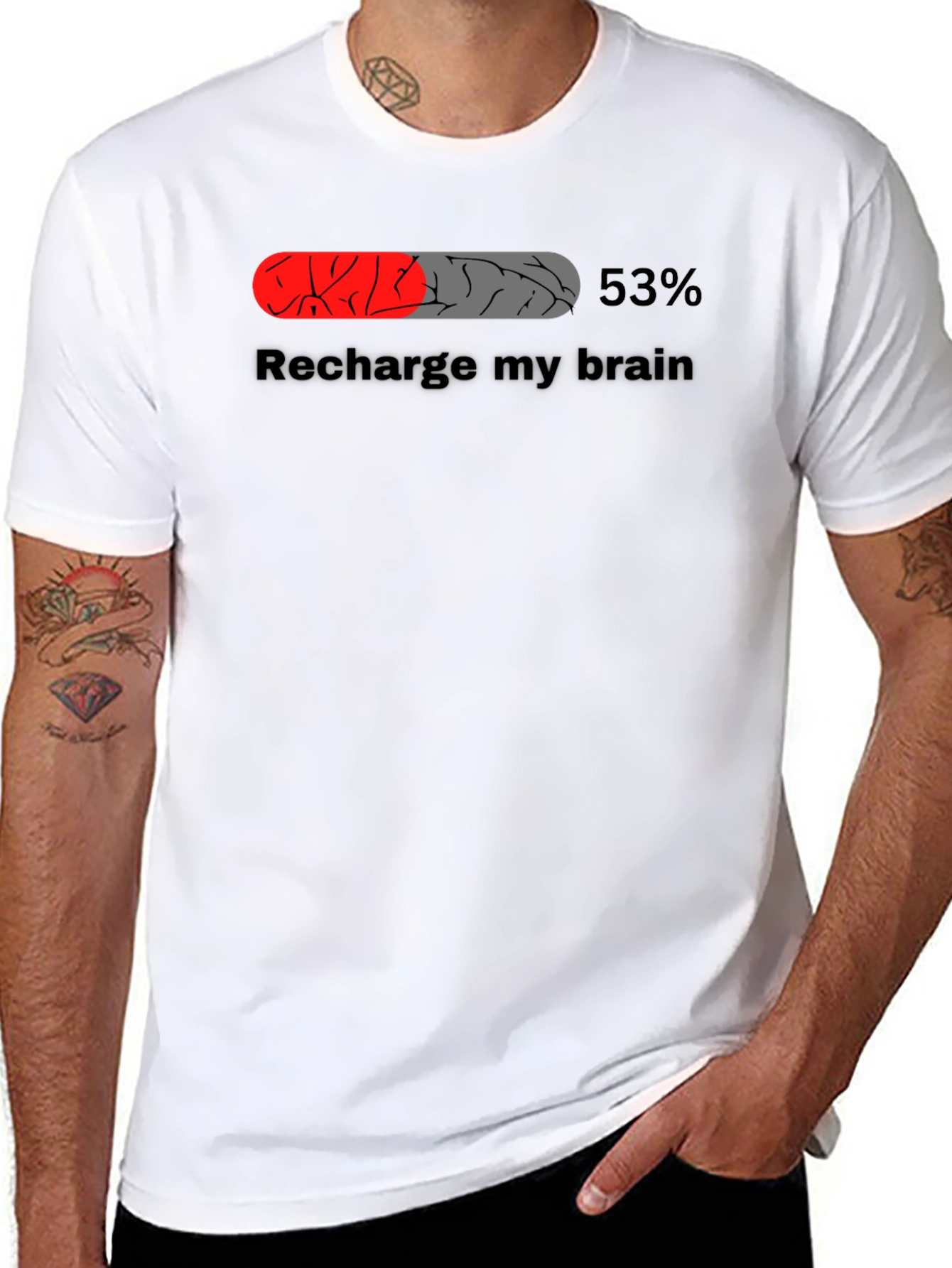 Recharge My Brain T-Shirt - Funny Novelty Tee