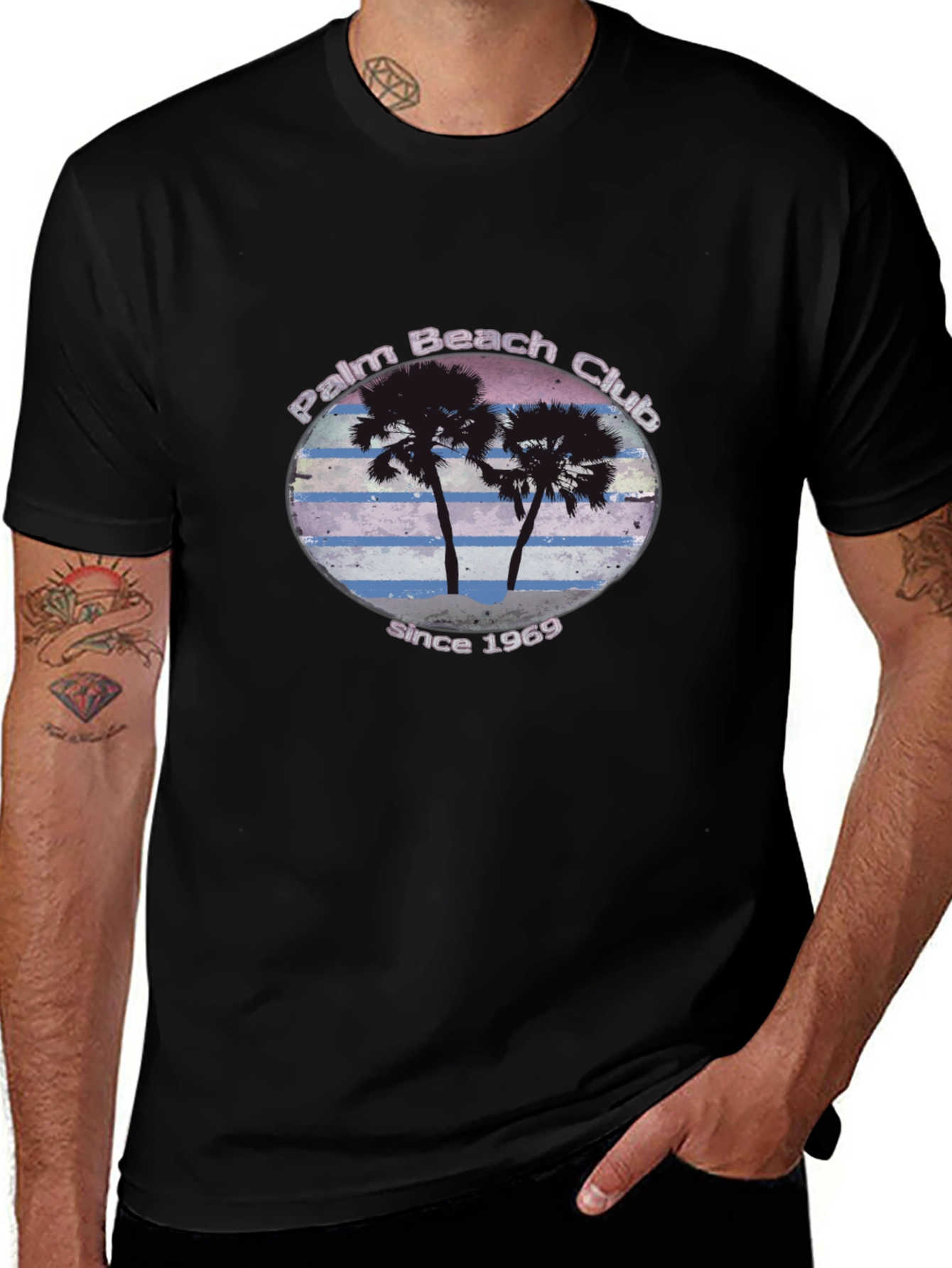 Palm Beach Club T-Shirt - Retro Palm Tree Tee
