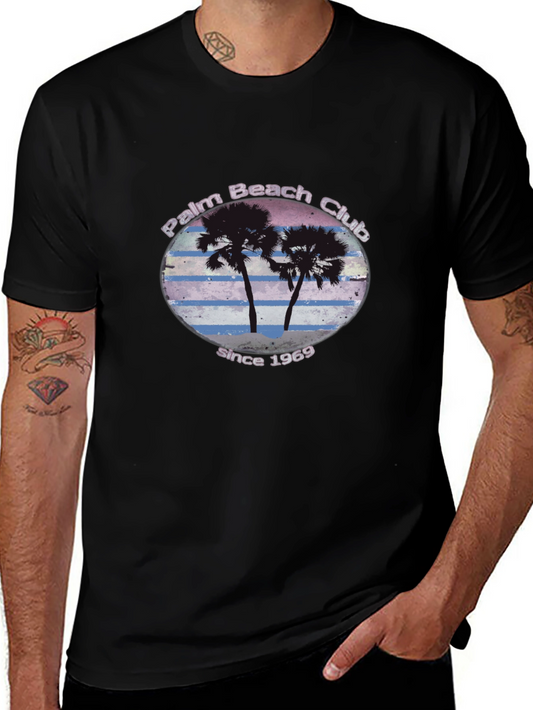Palm Beach Club T-Shirt - Retro Palm Tree Tee