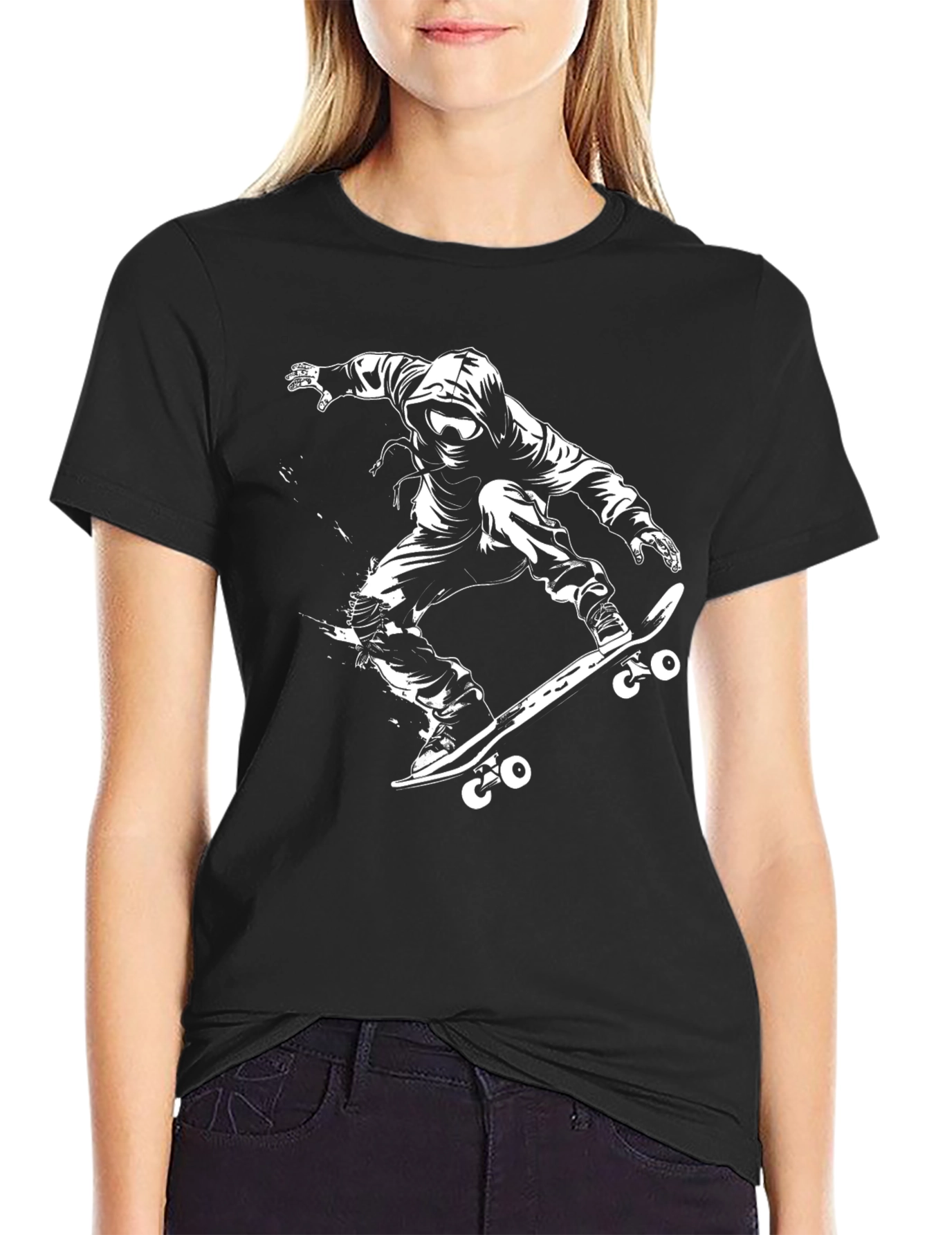 Skateboarder Graphic Black T-Shirt