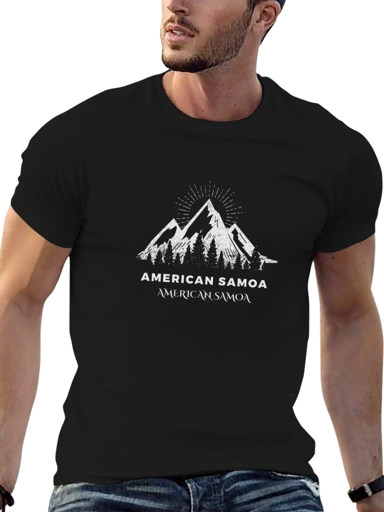 American Samoa Mountain T-Shirt - Unisex Black Tee