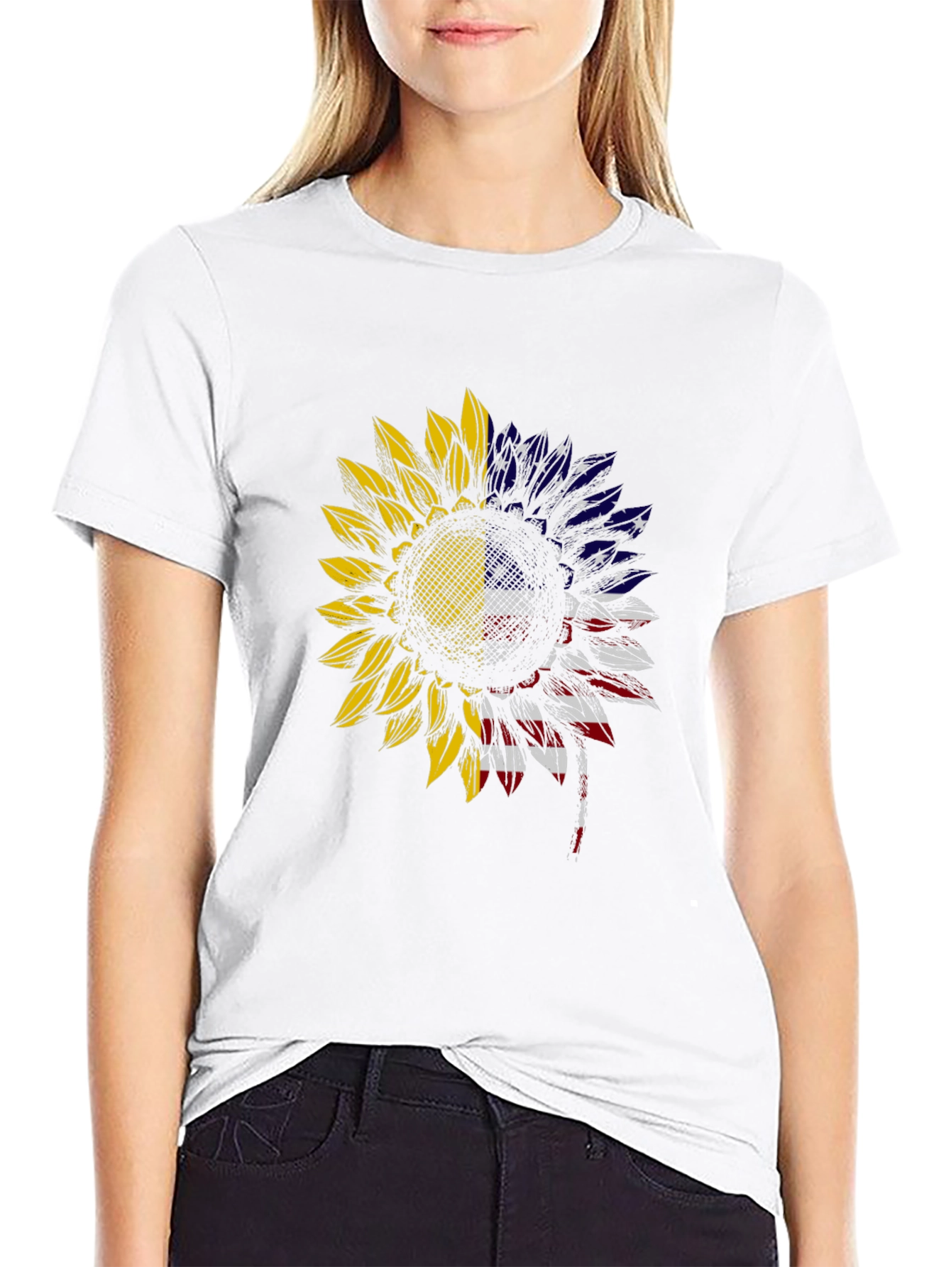 Sunflower US Flag Mens T-Shirt