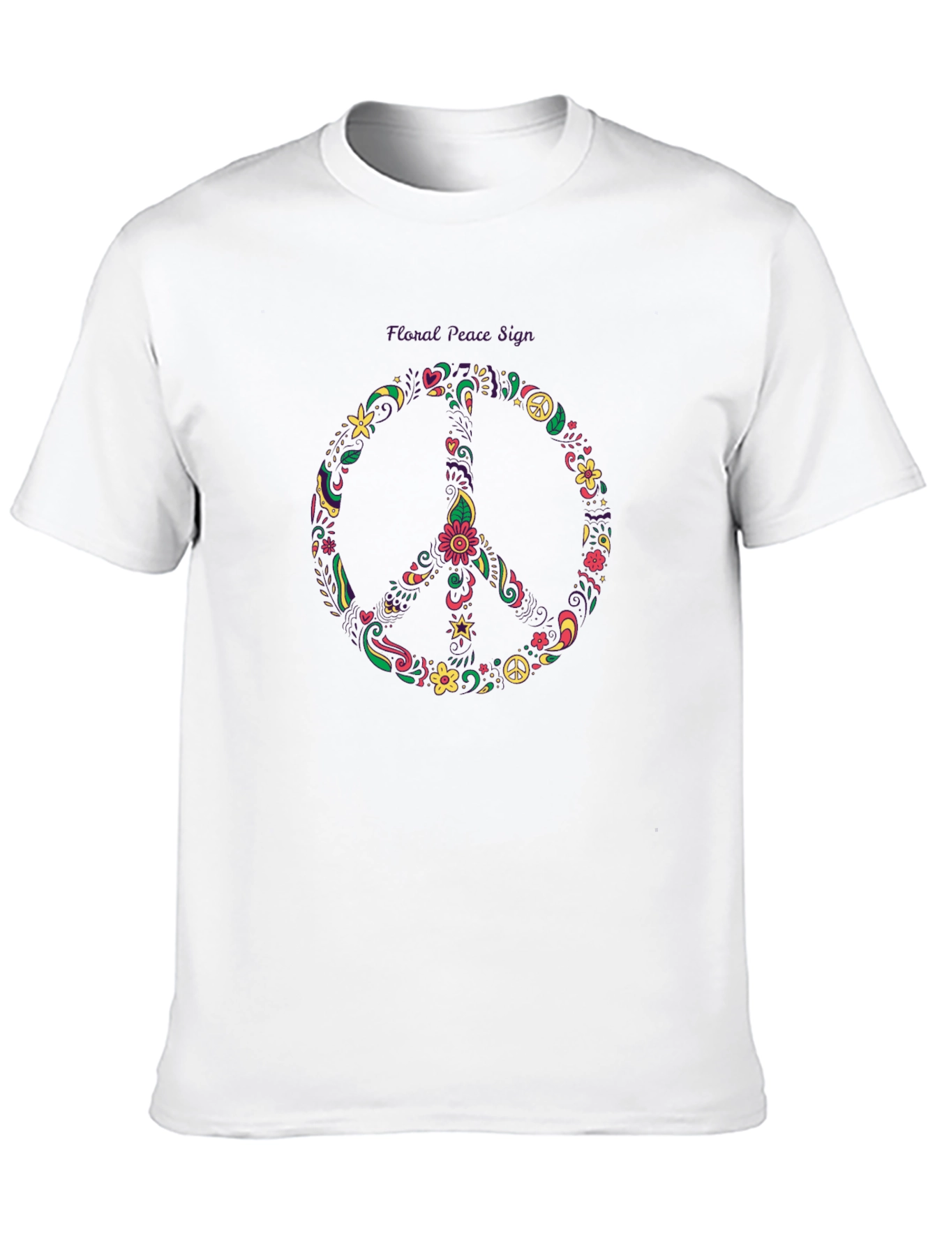 Floral Peace Sign Black T-Shirt