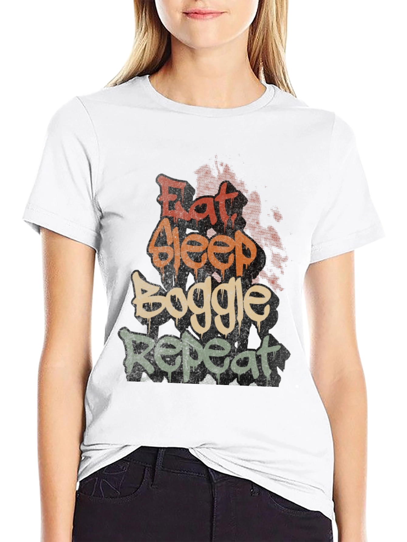 Eat Sleep Boggle Repeat Graphic T-Shirt