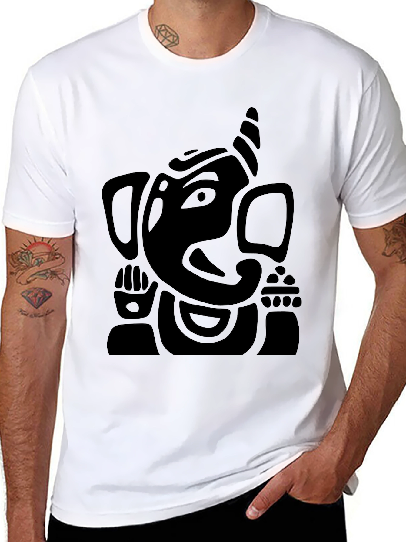 Ganesh Graphic Tee - Black Cotton Comfort