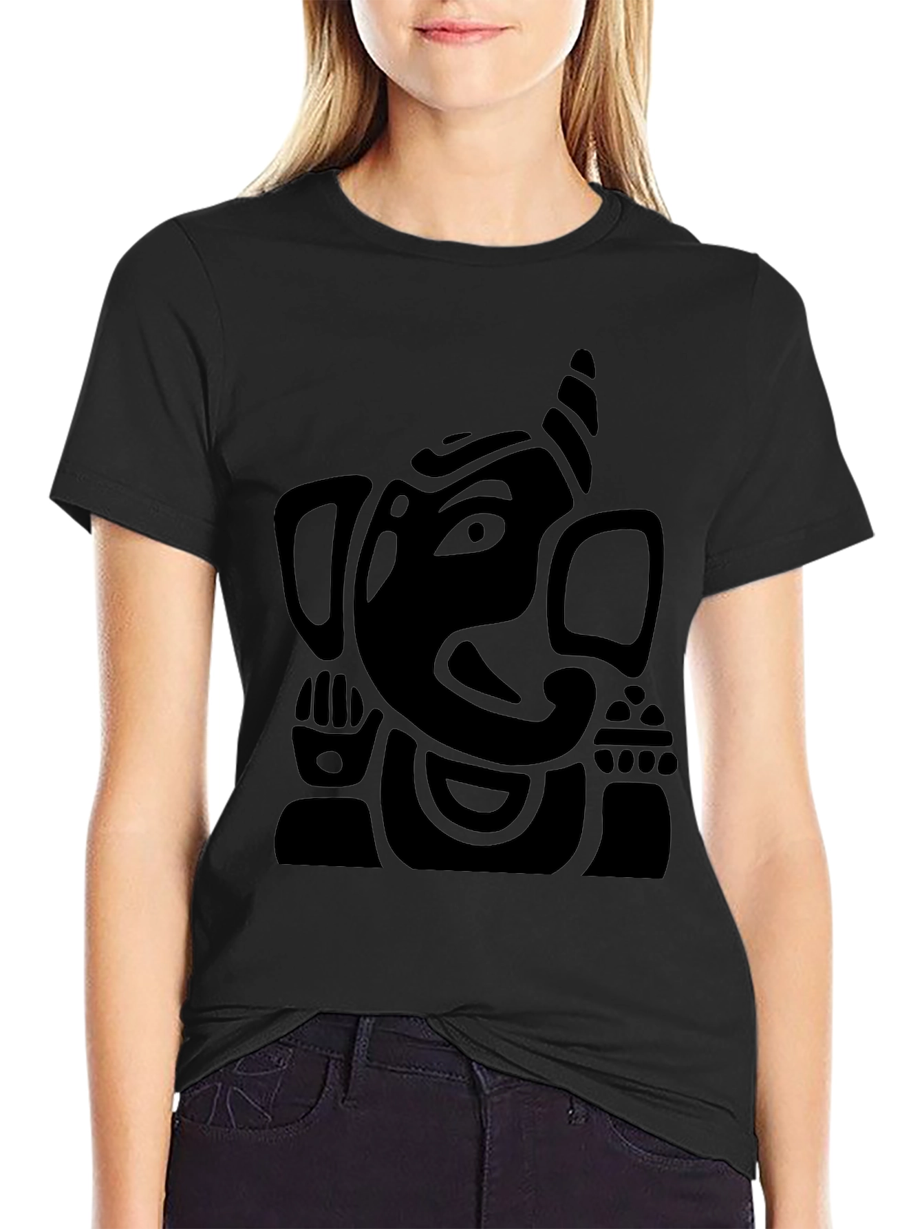 Ganesh Graphic Tee - Black Cotton Comfort