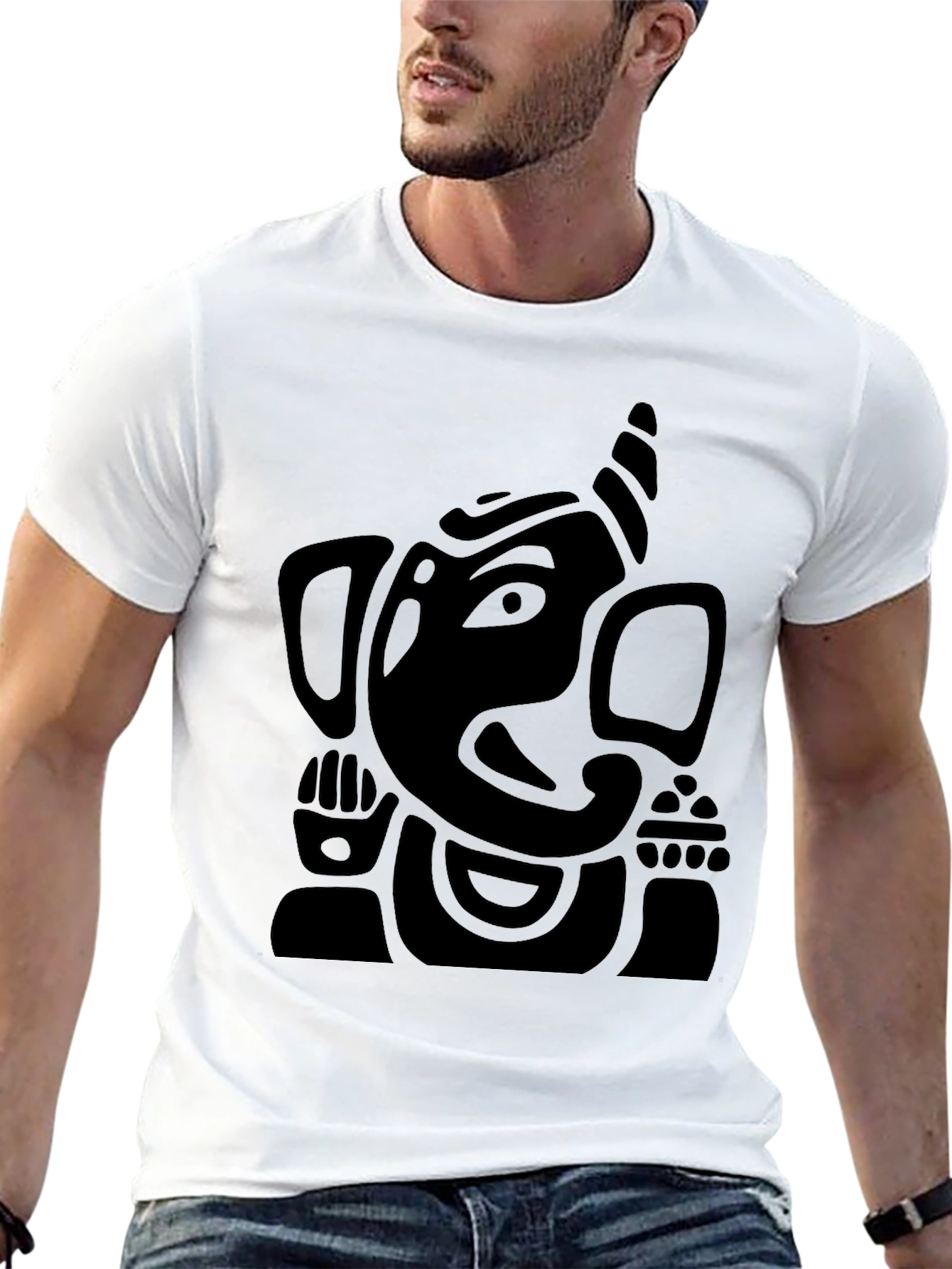 Ganesh Graphic Tee - Black Cotton Comfort