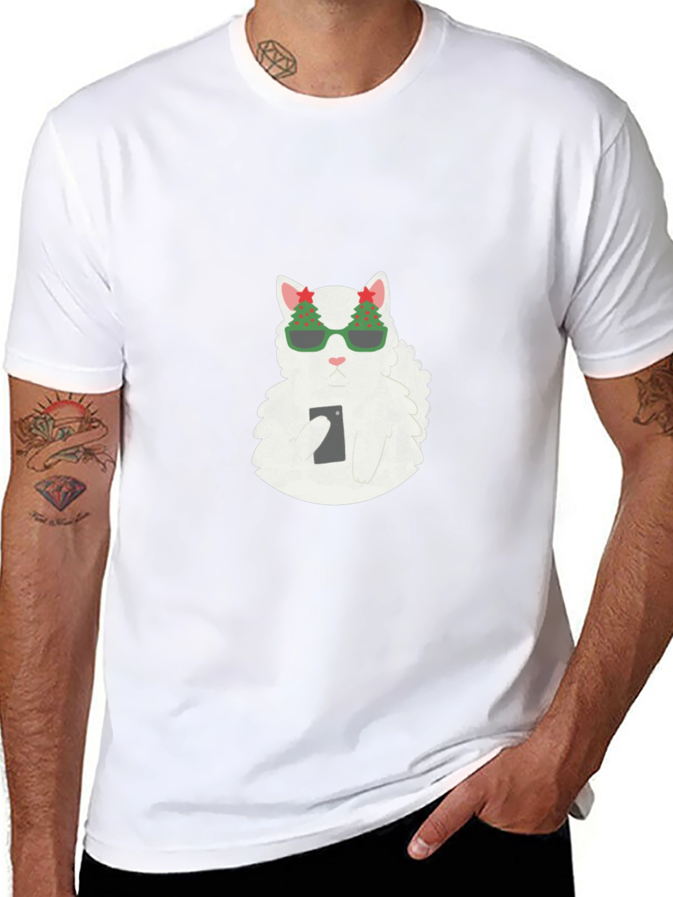 Cool Cat Christmas T-Shirt - Holiday Style