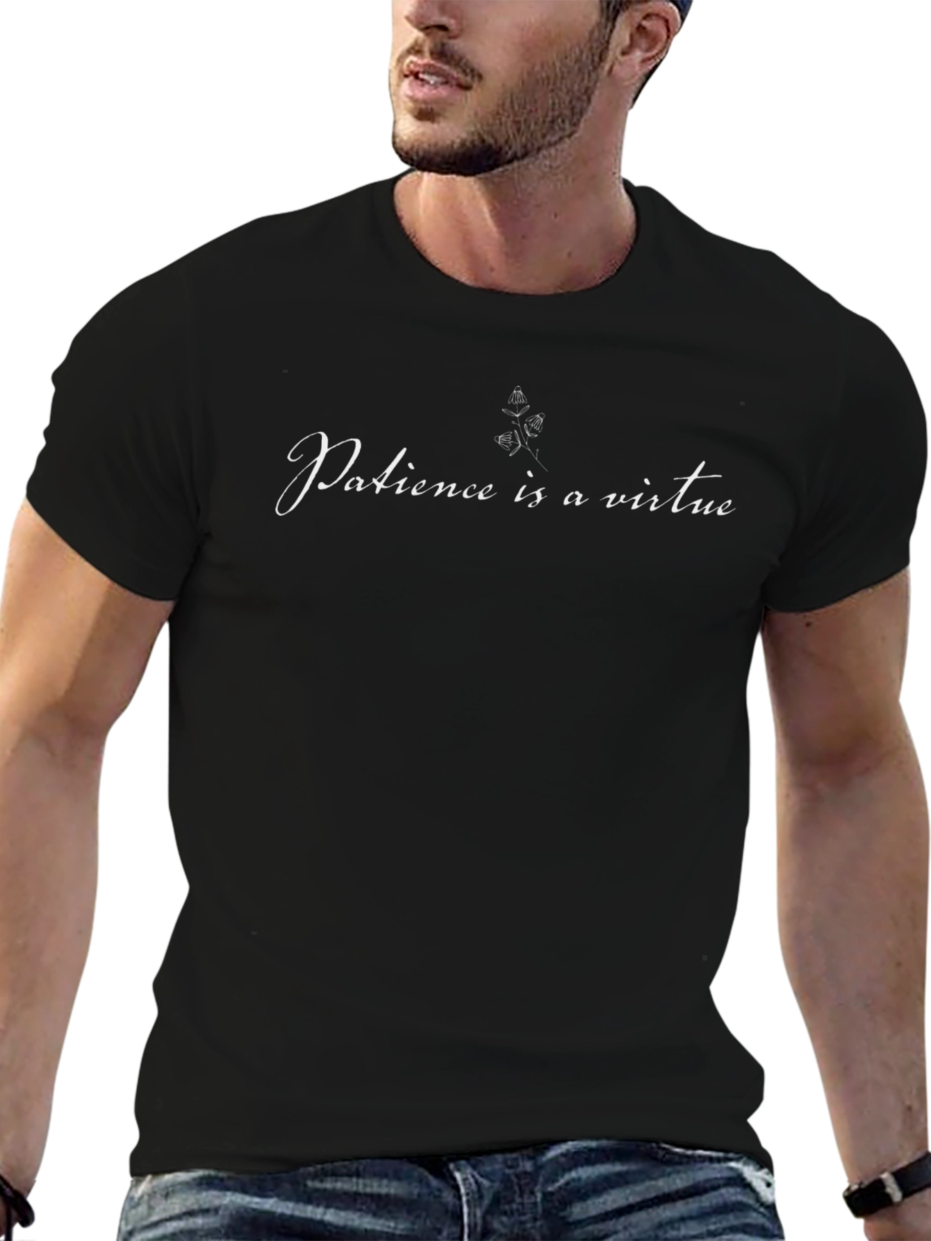 Patience is a Virtue Black Graphic Tee