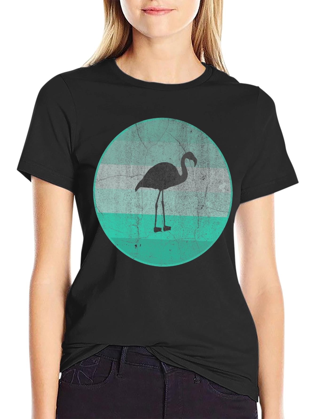 Flamingo Graphic Tee - Black Cotton Blend