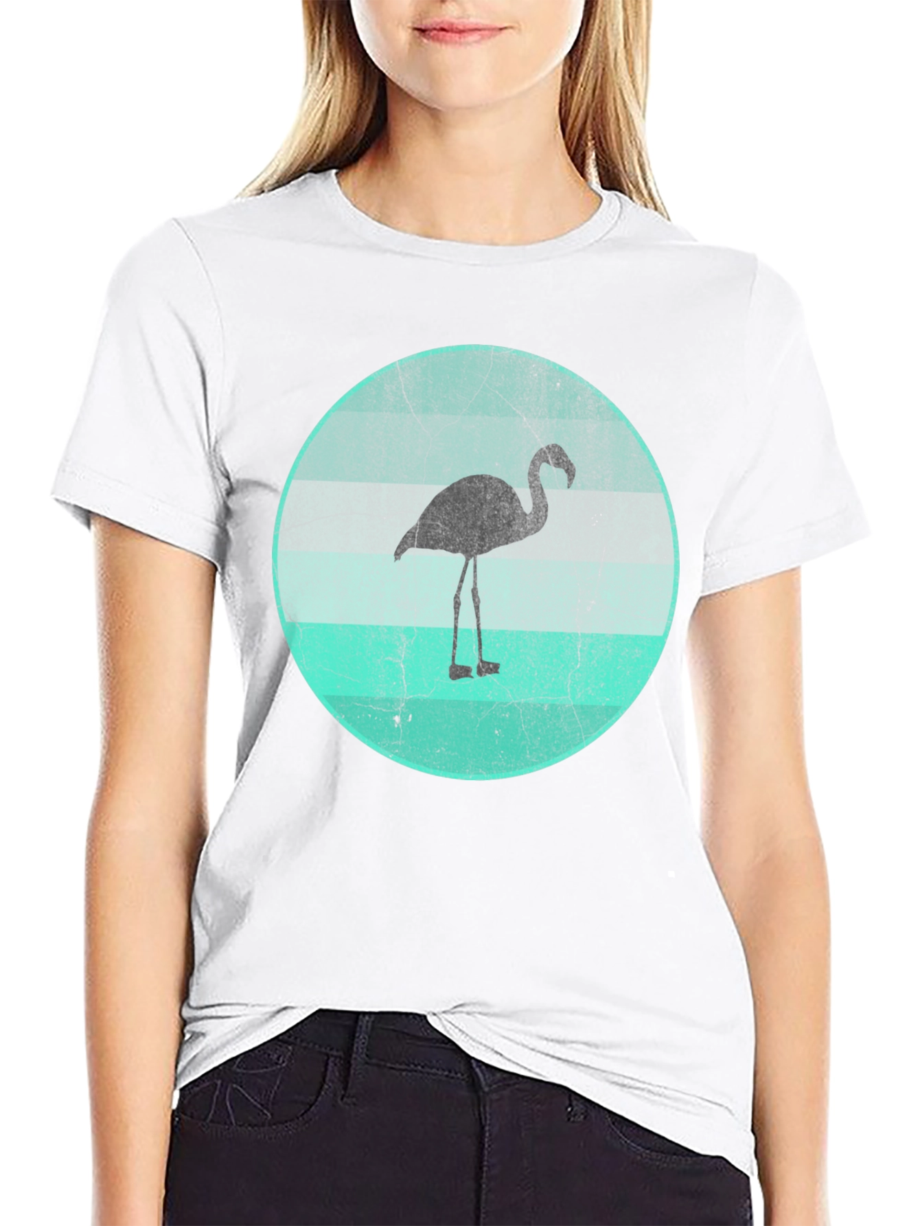 Flamingo Graphic Tee - Black Cotton Blend