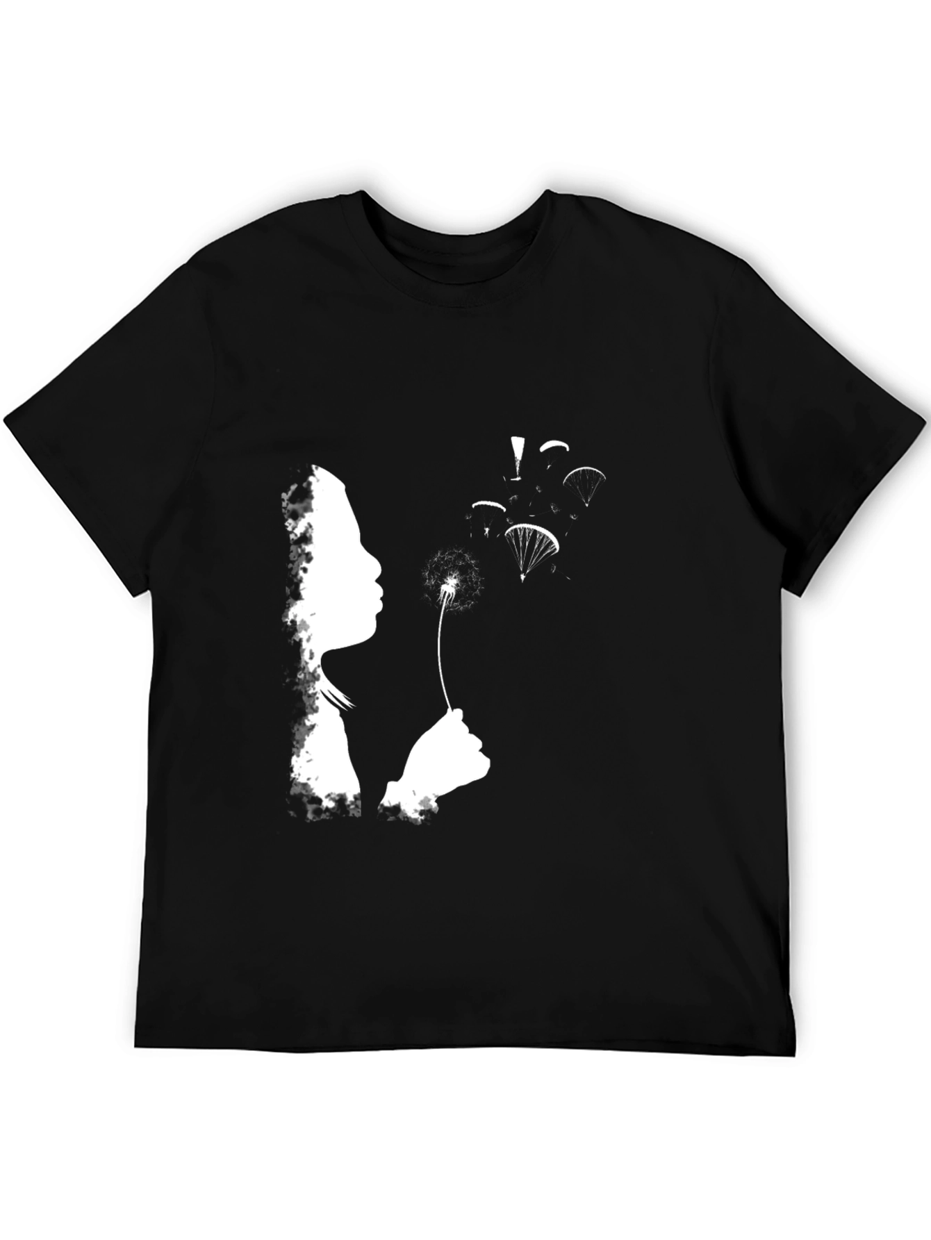 Dandelion Dreams Graphic Tee - Black Cotton T-Shirt