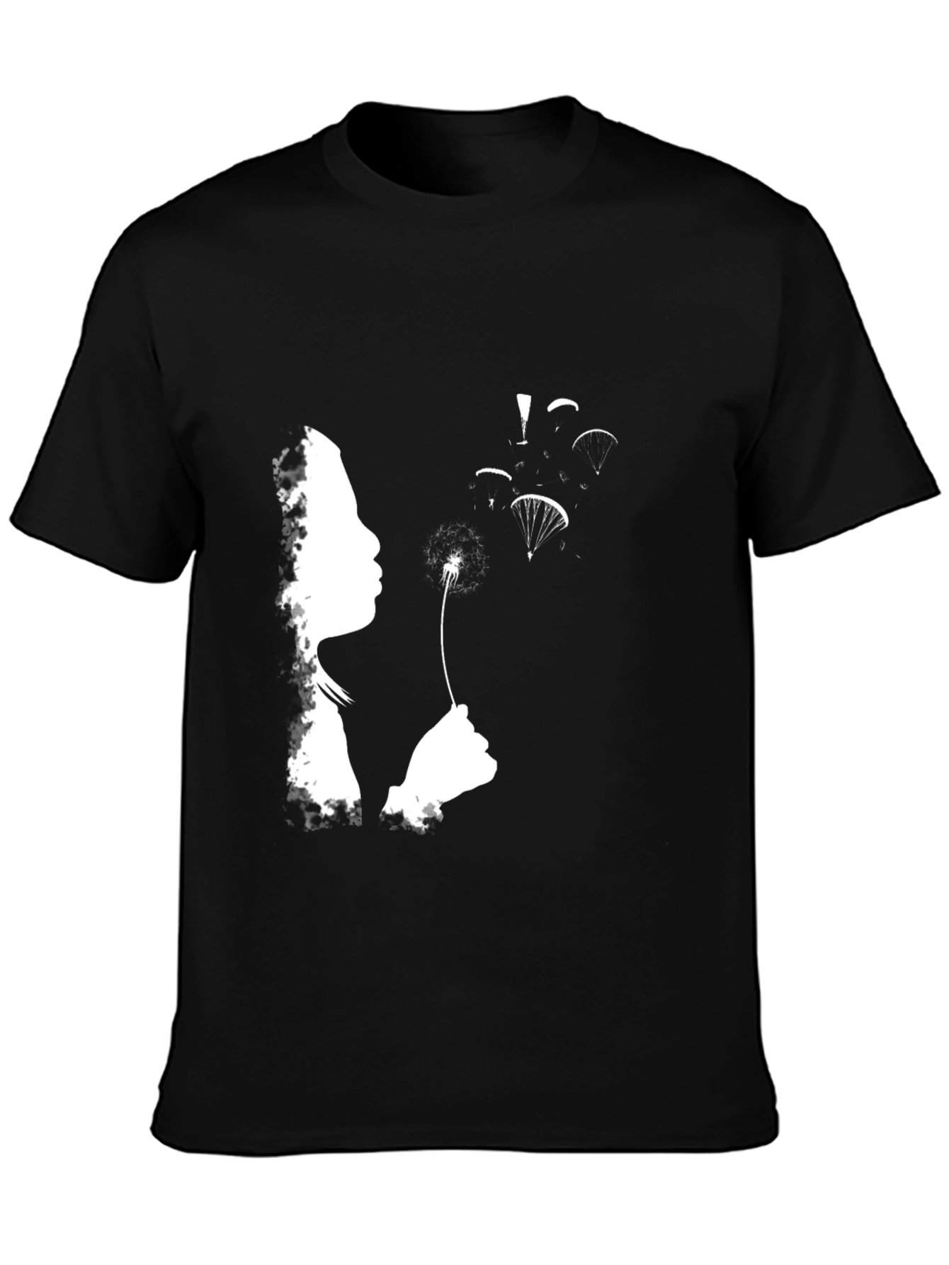 Dandelion Dreams Graphic Tee - Black Cotton T-Shirt