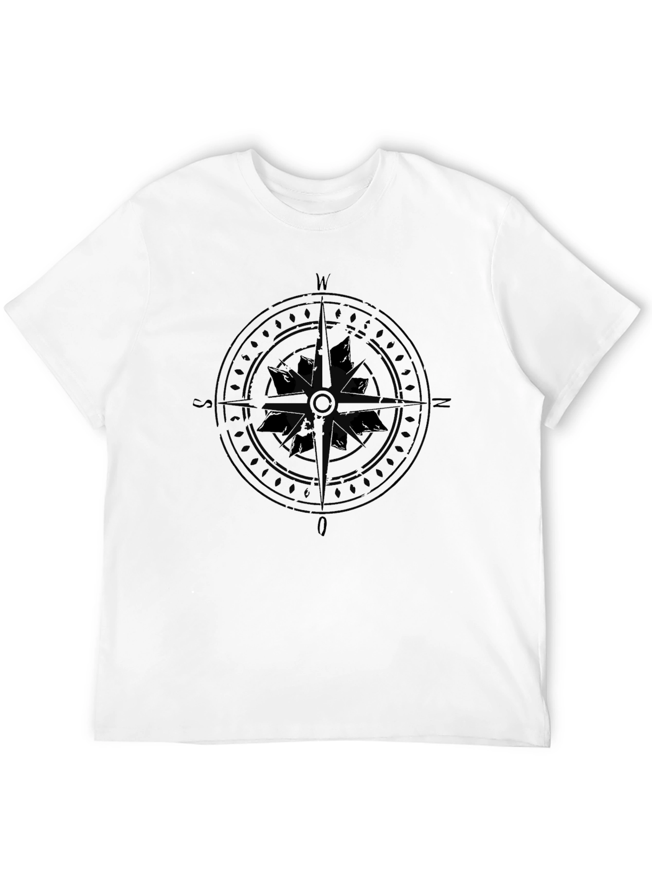 Mens Black Compass Graphic T-Shirt