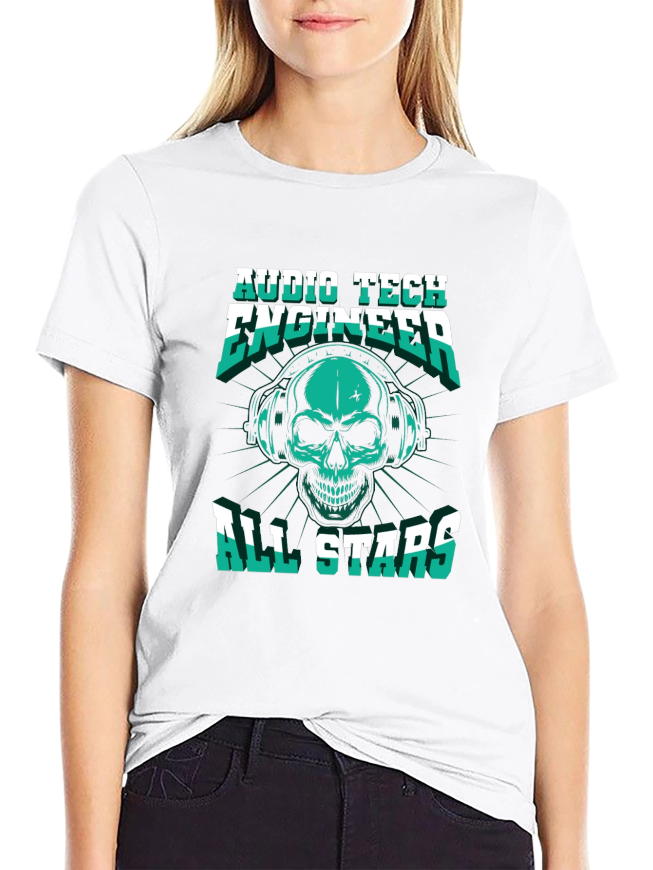Audio Tech Engineer Skull Graphic T-Shirt
