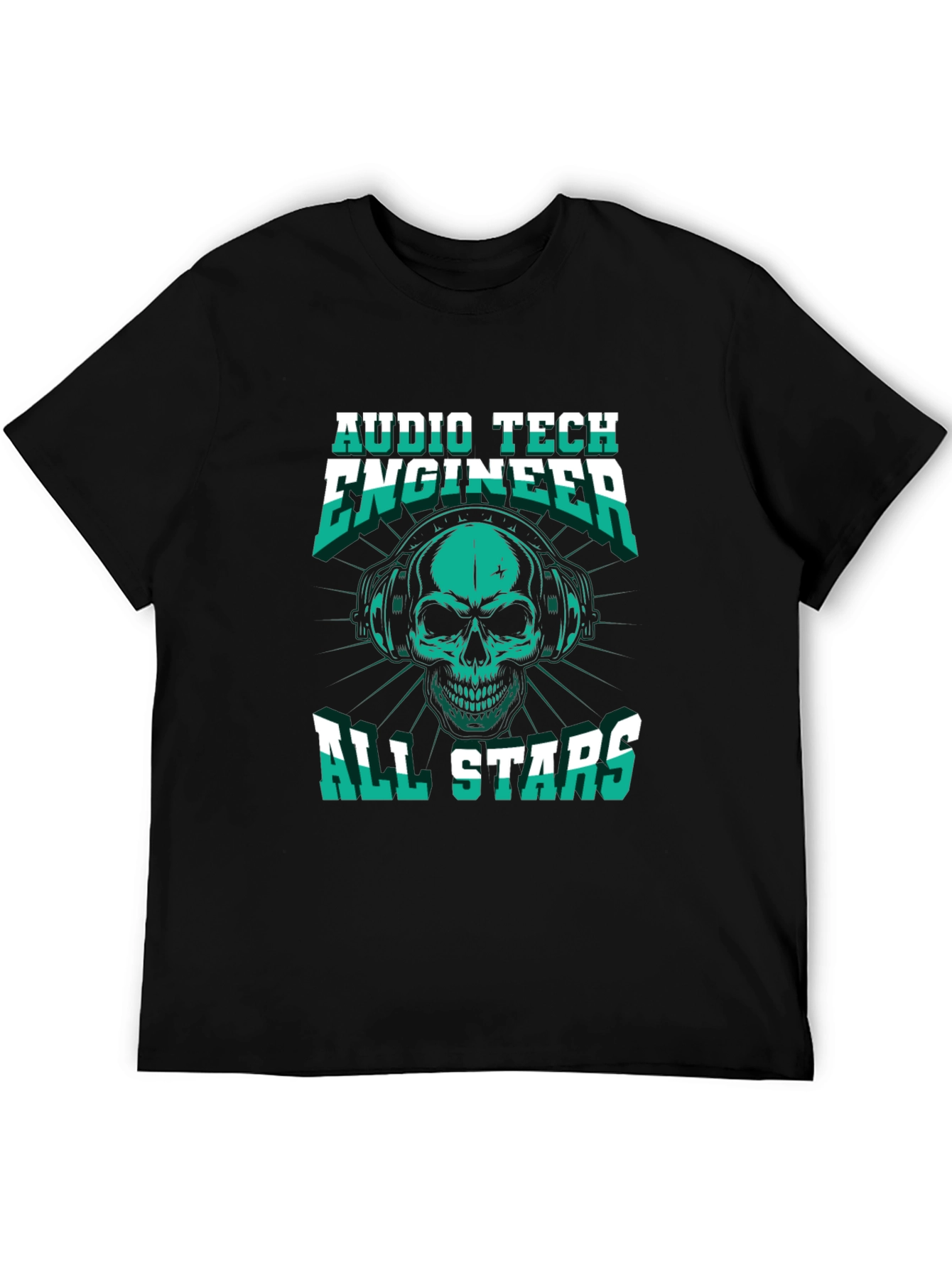 Audio Tech Engineer Skull Graphic T-Shirt