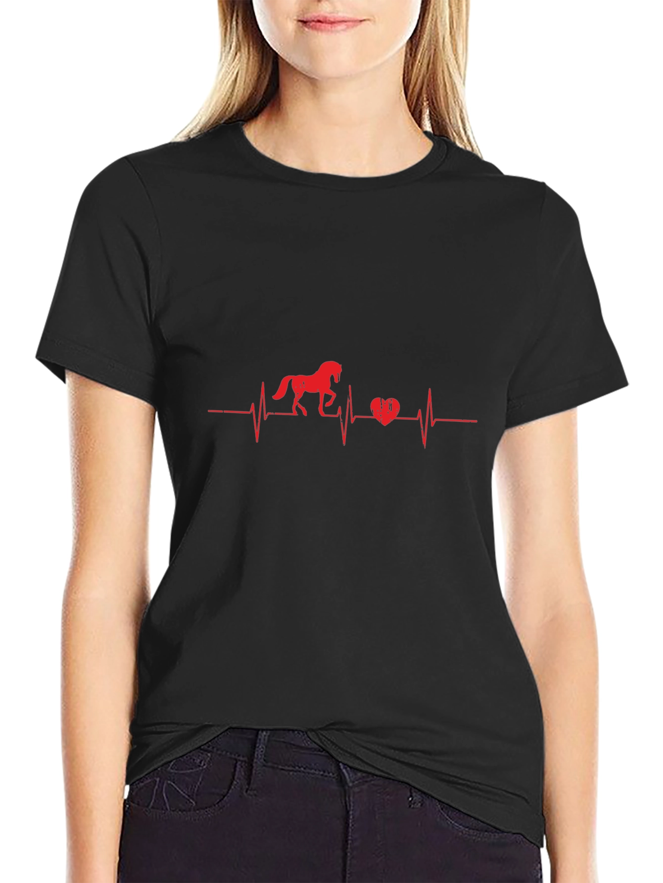 Horse Heartbeat Graphic Tee - Equestrian Lovers T-Shirt