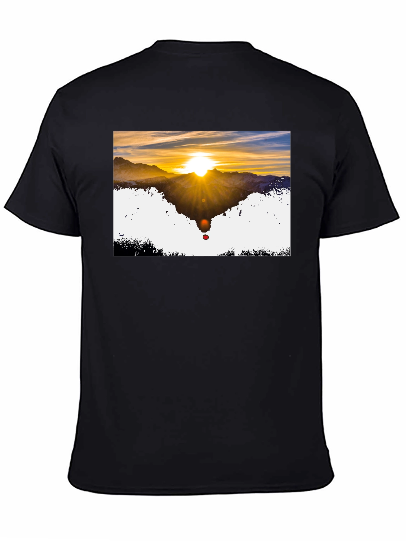 Sunset Mountain Graphic Tee - Stylish Black T-Shirt