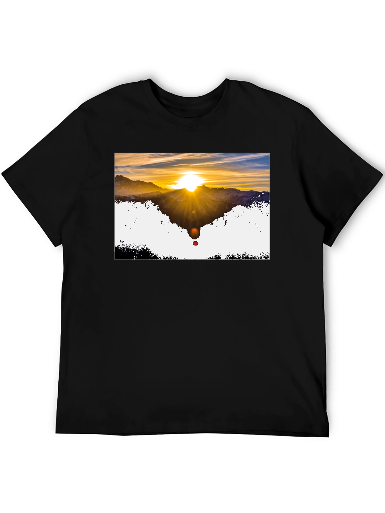 Sunset Mountain Graphic Tee - Stylish Black T-Shirt