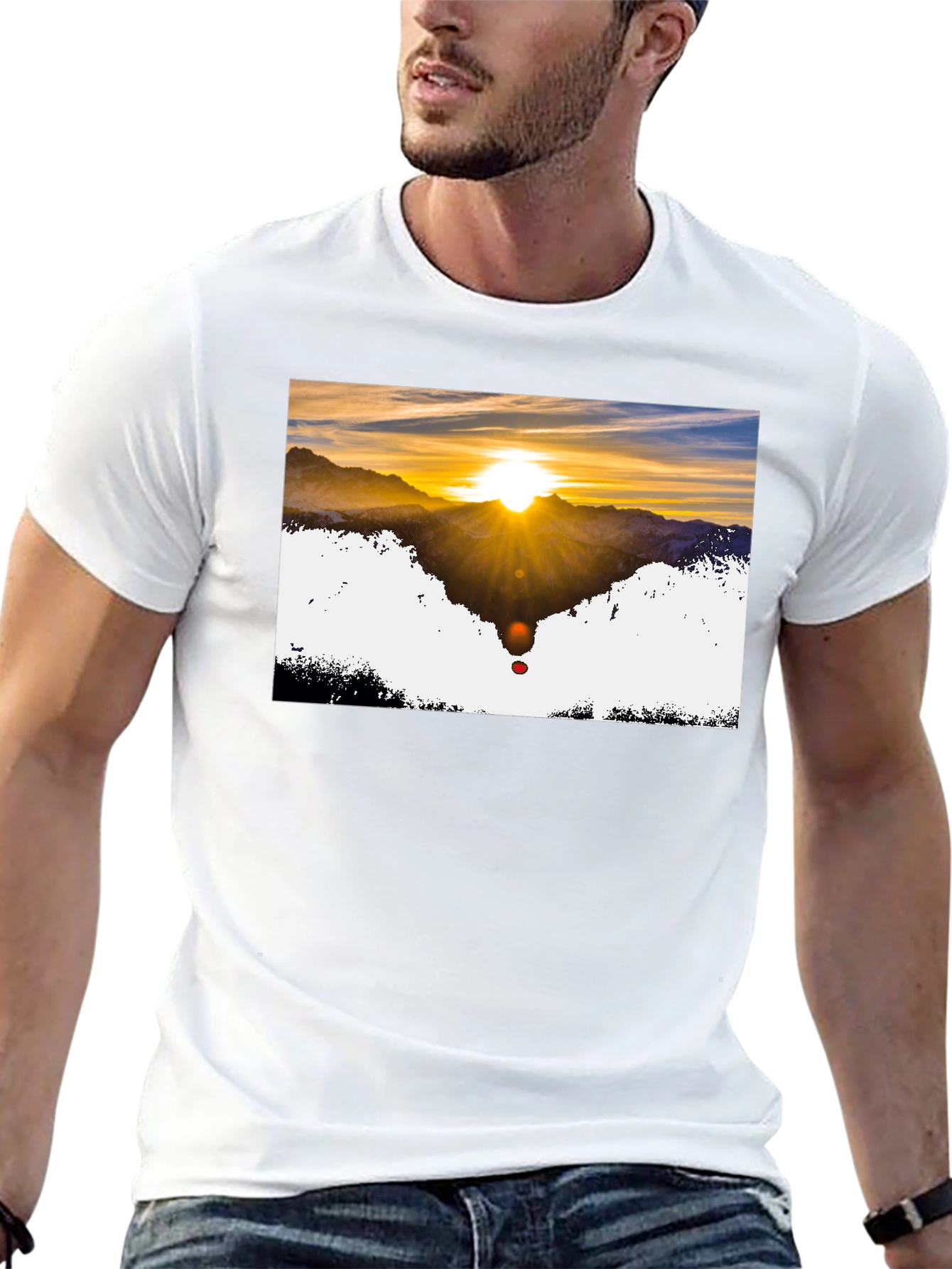 Sunset Mountain Graphic Tee - Stylish Black T-Shirt