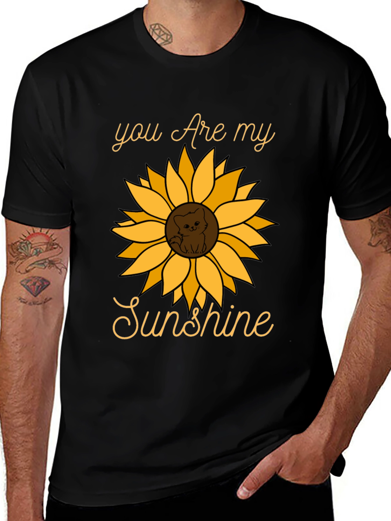 You Are My Sunshine Sunflower Cat Graphic Tee