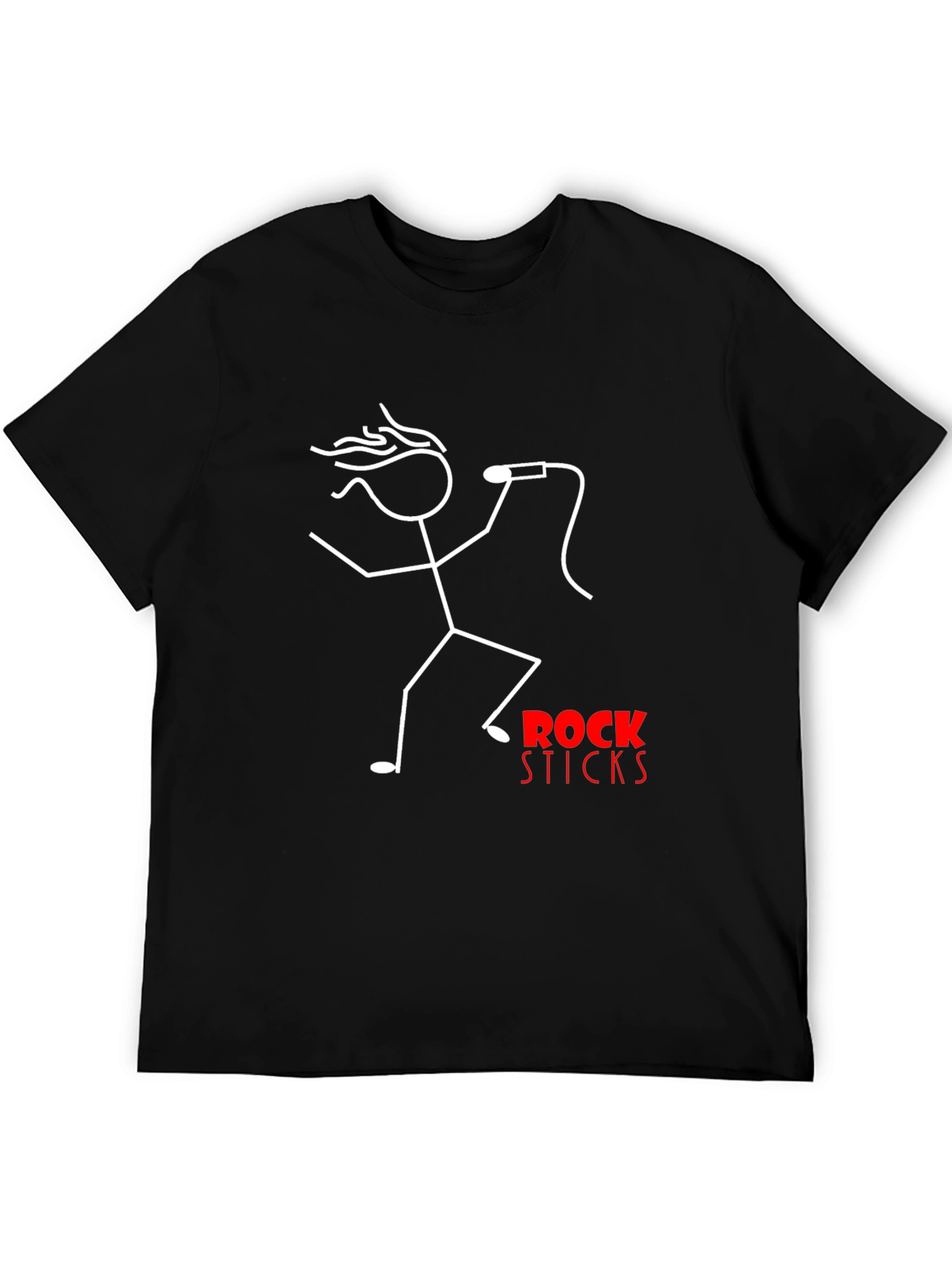 Rock Sticks Graphic Tee - Black Cotton T-Shirt