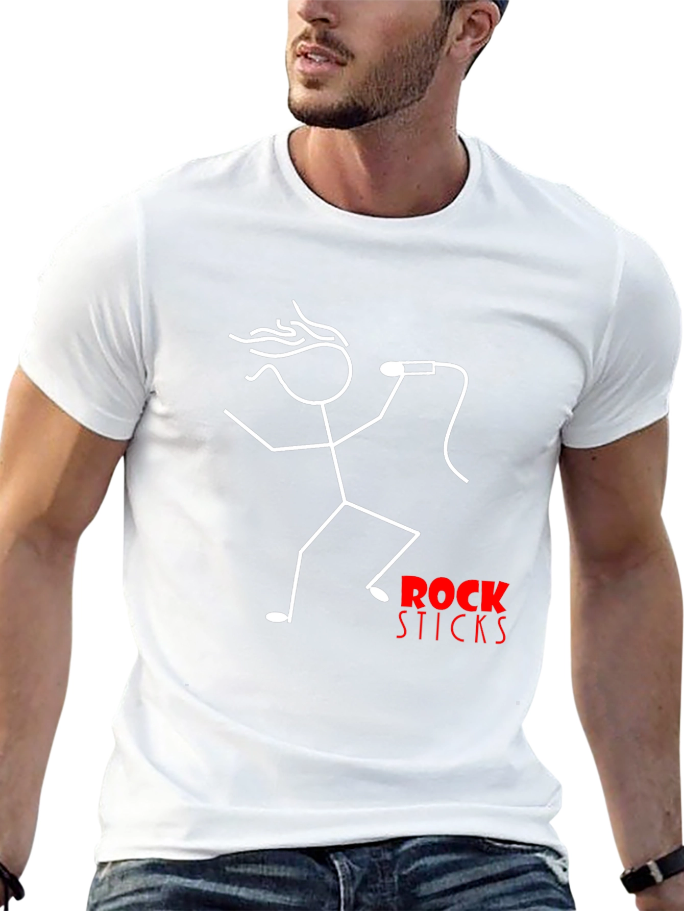 Rock Sticks Graphic Tee - Black Cotton T-Shirt