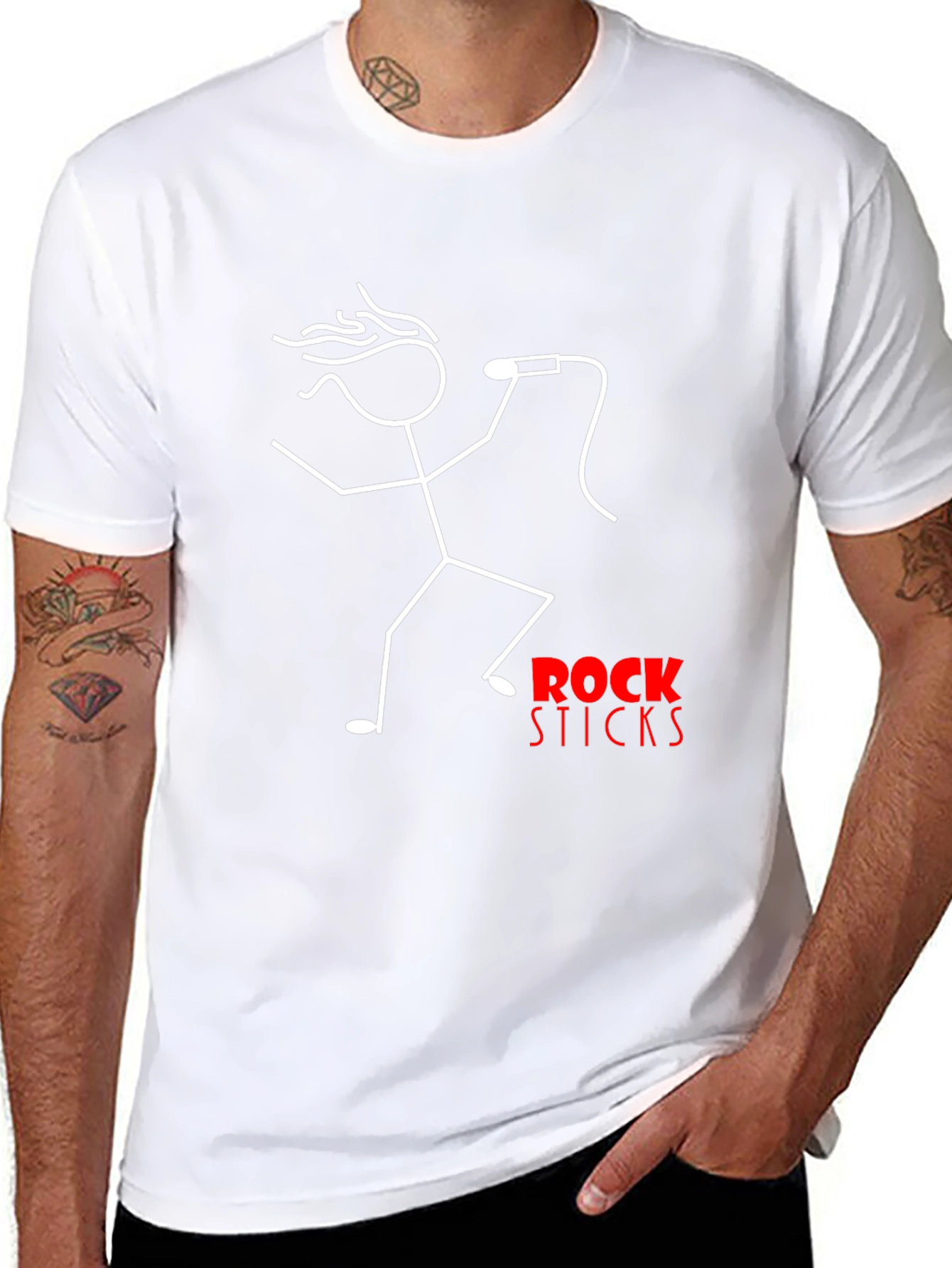 Rock Sticks Graphic Tee - Black Cotton T-Shirt