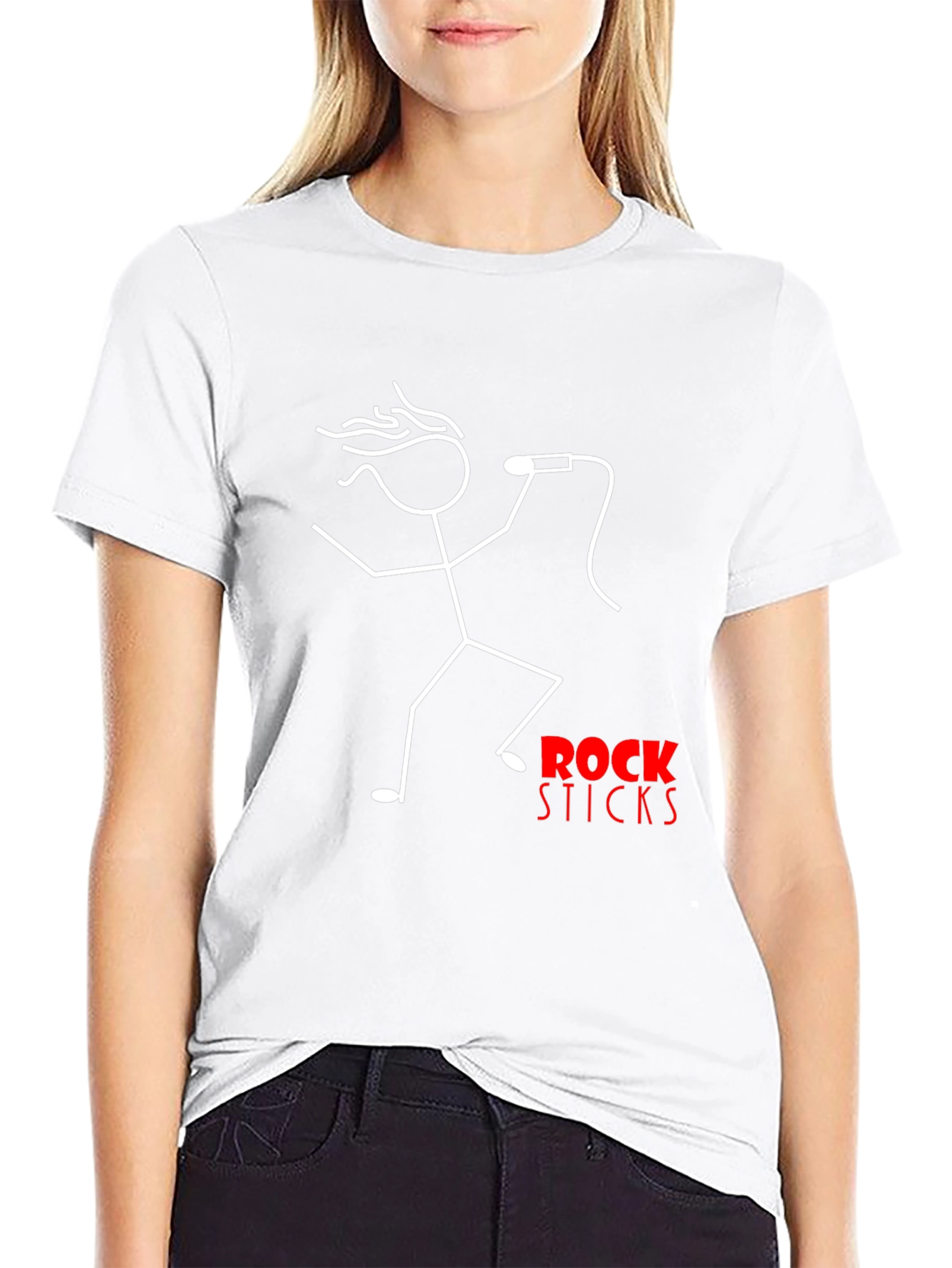 Rock Sticks Graphic Tee - Black Cotton T-Shirt