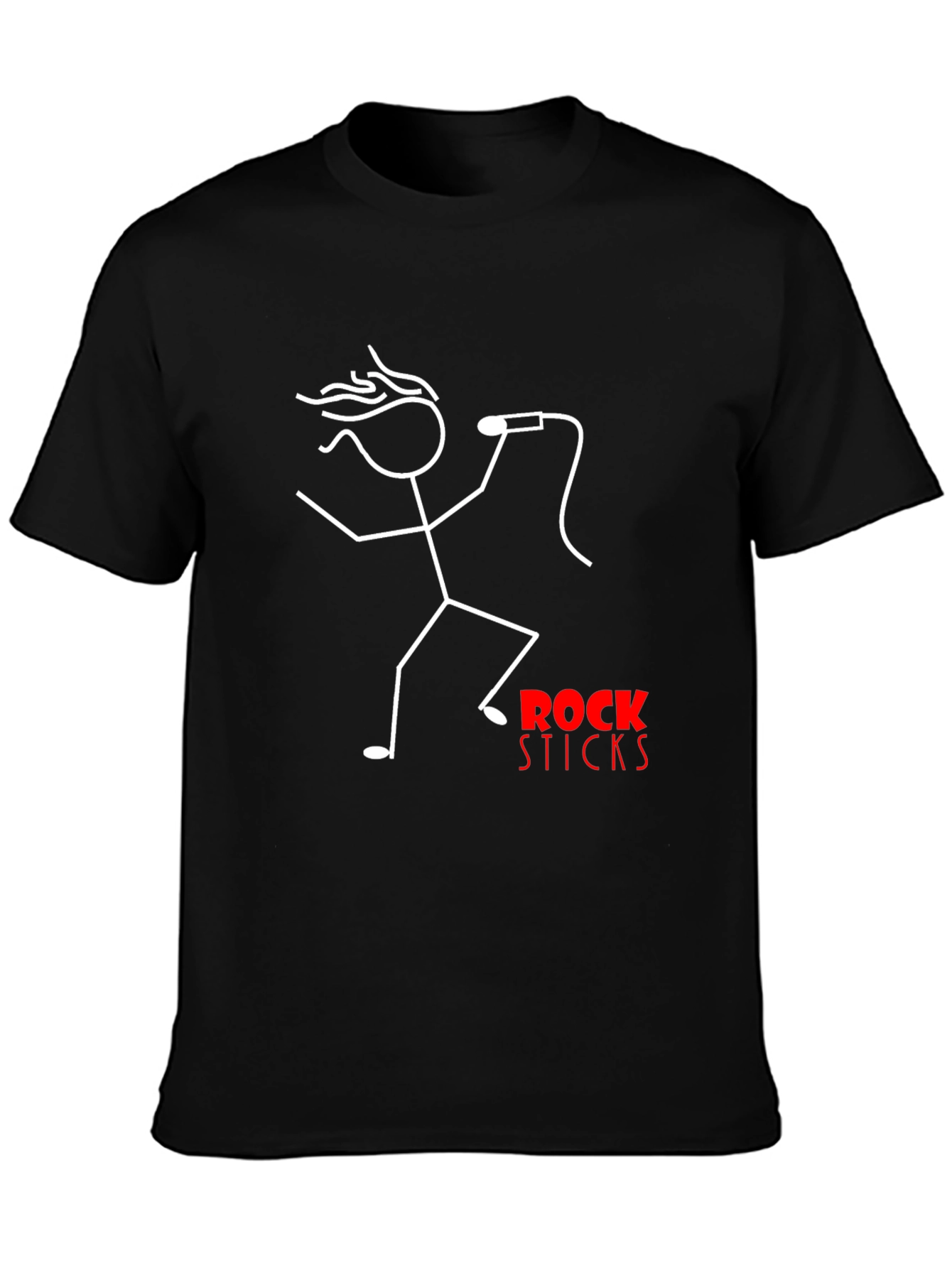 Rock Sticks Graphic Tee - Black Cotton T-Shirt