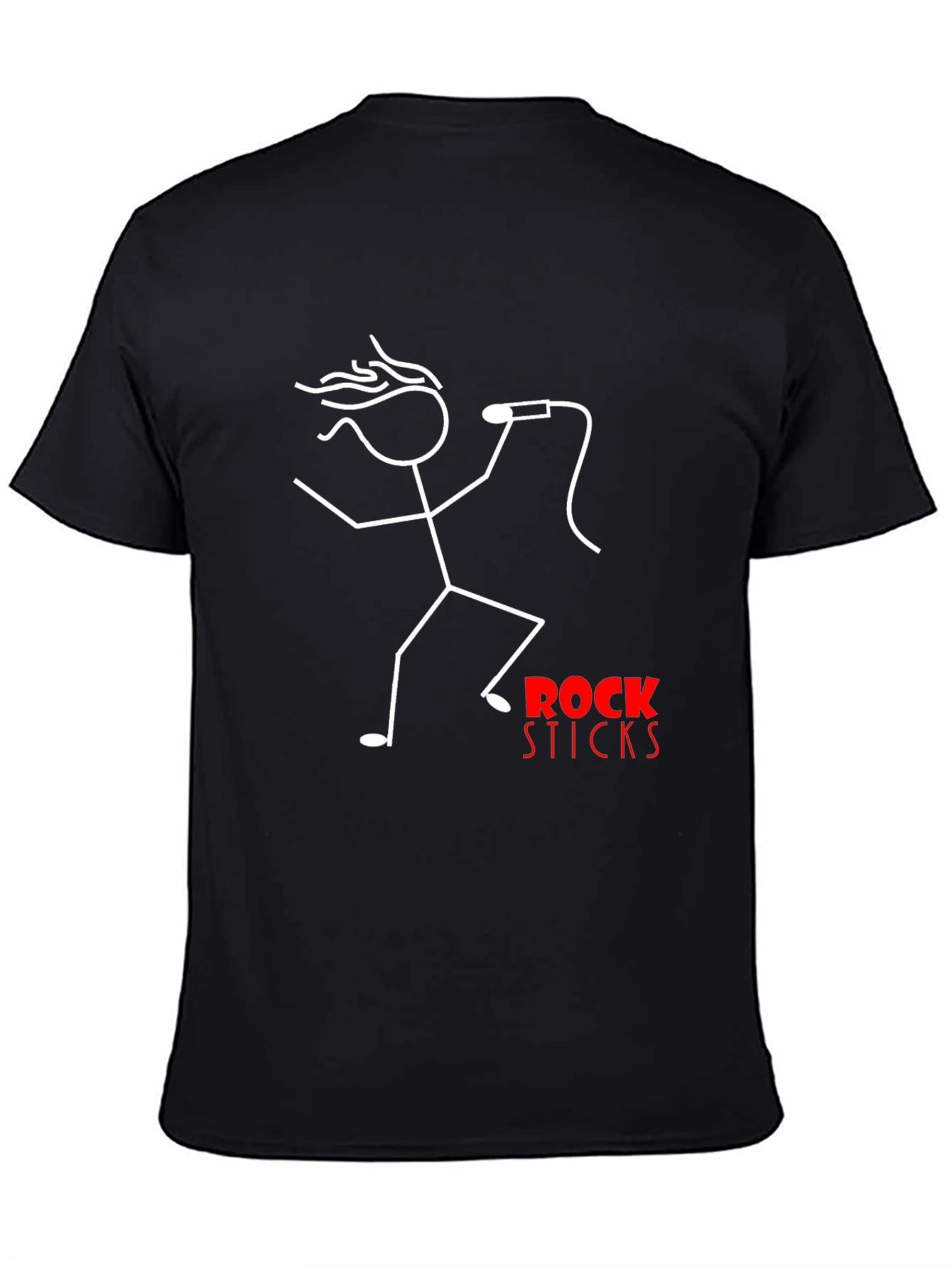 Rock Sticks Graphic Tee - Black Cotton T-Shirt