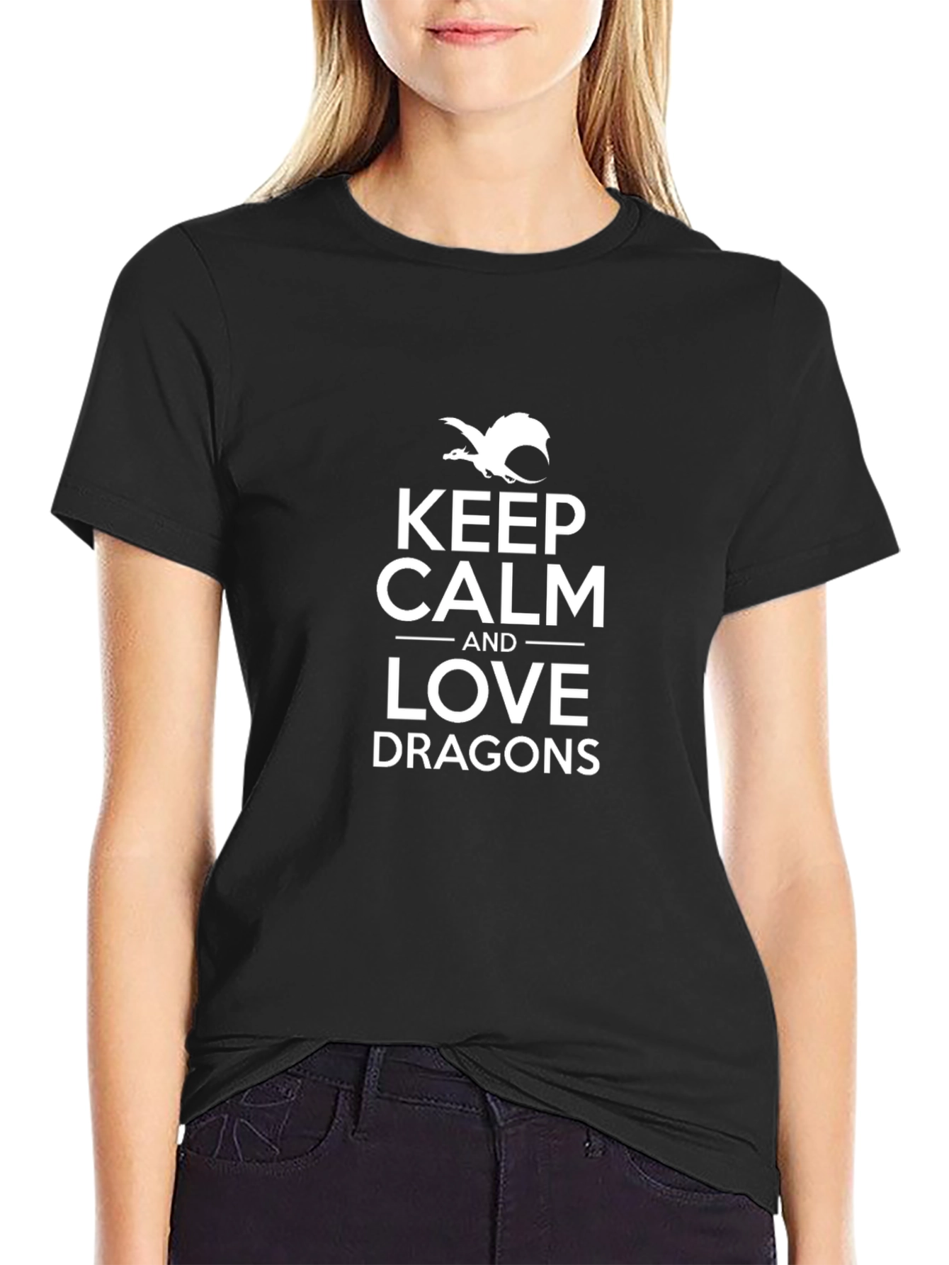 Keep Calm and Love Dragons Black T-Shirt